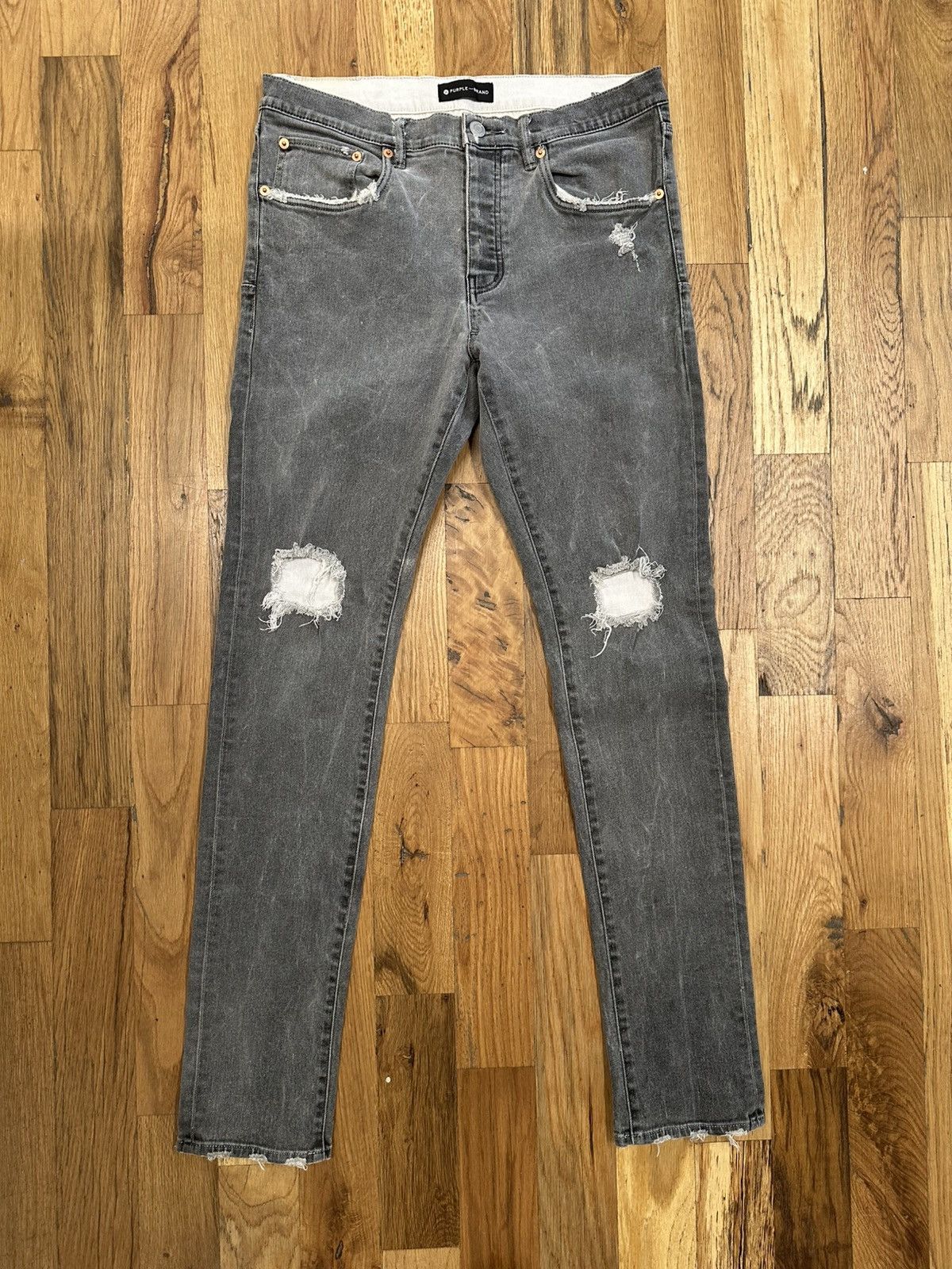 Purple Brand Purple Brand Knee Hole Grey Denim Jeans Size 34 Size US 34 / EU 50 - 1 Thumbnail
