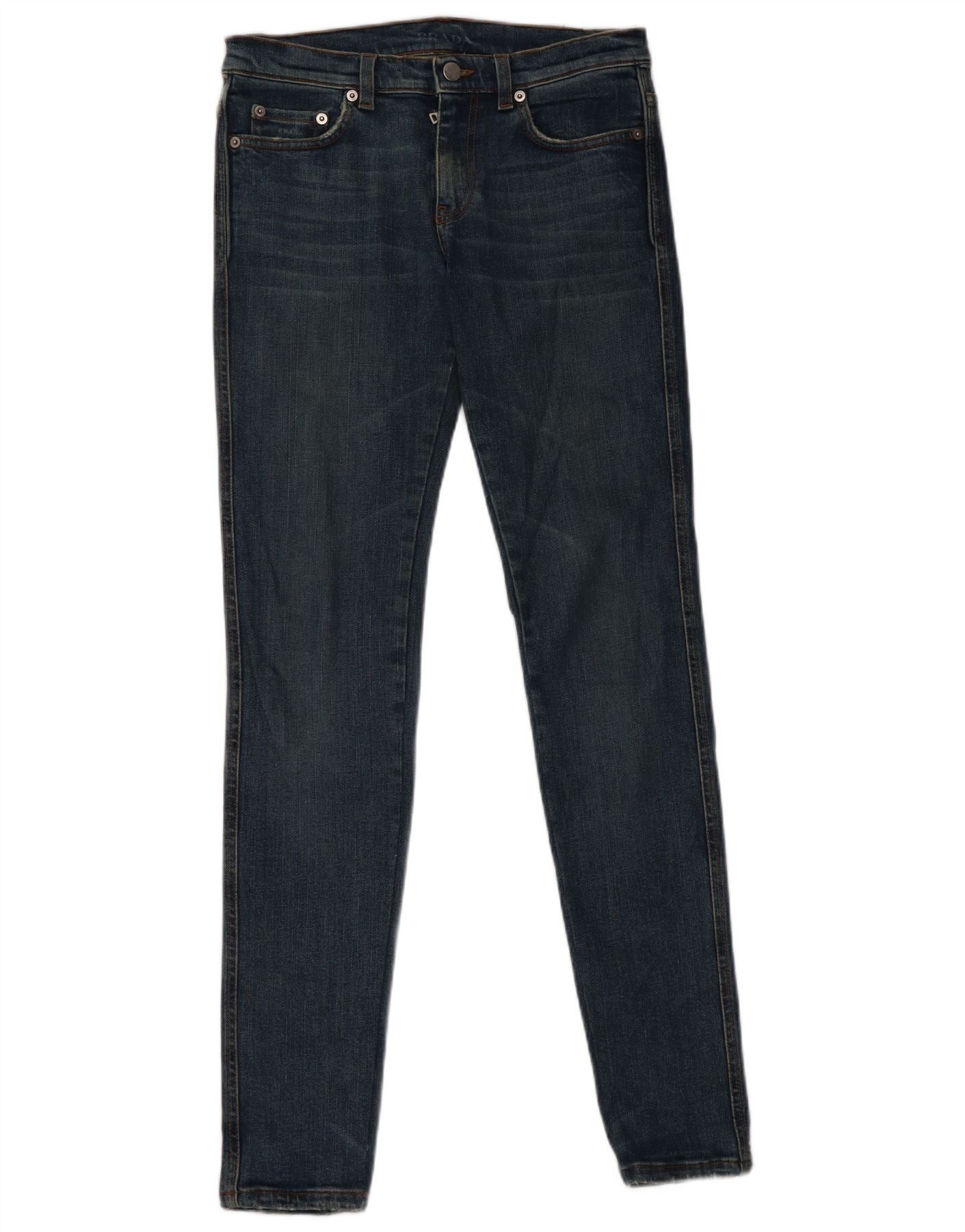 Prada Womens Skinny Jeans W26 L32 Navy Blue Cotton Size 42" / US 20 - 1 Thumbnail