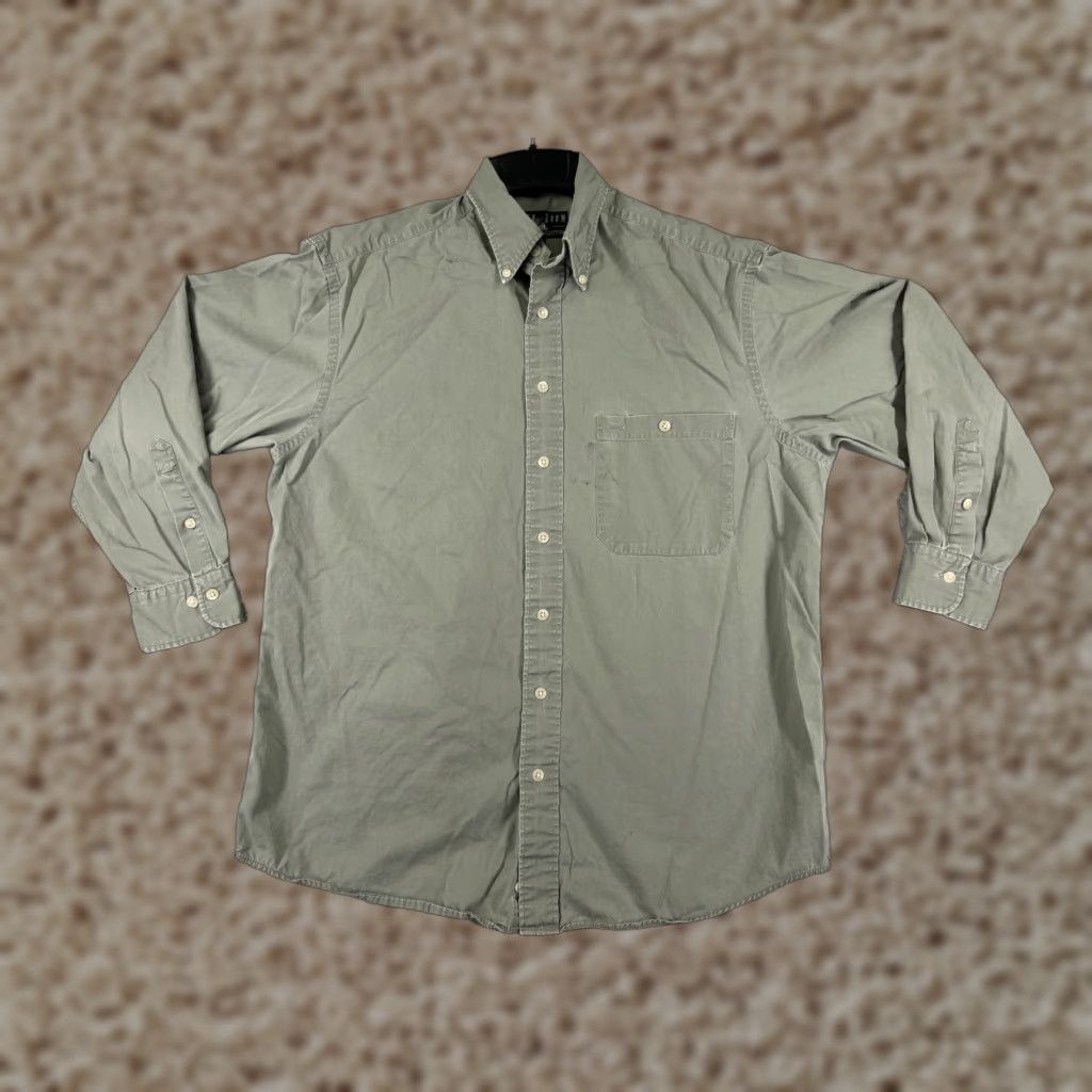 Club Room Club Room Shirt Mens 15.5 Green 100% Cotton Twill Button Up Long Sleeve Workwear Size US M / EU 48-50 / 2 - 1 Thumbnail