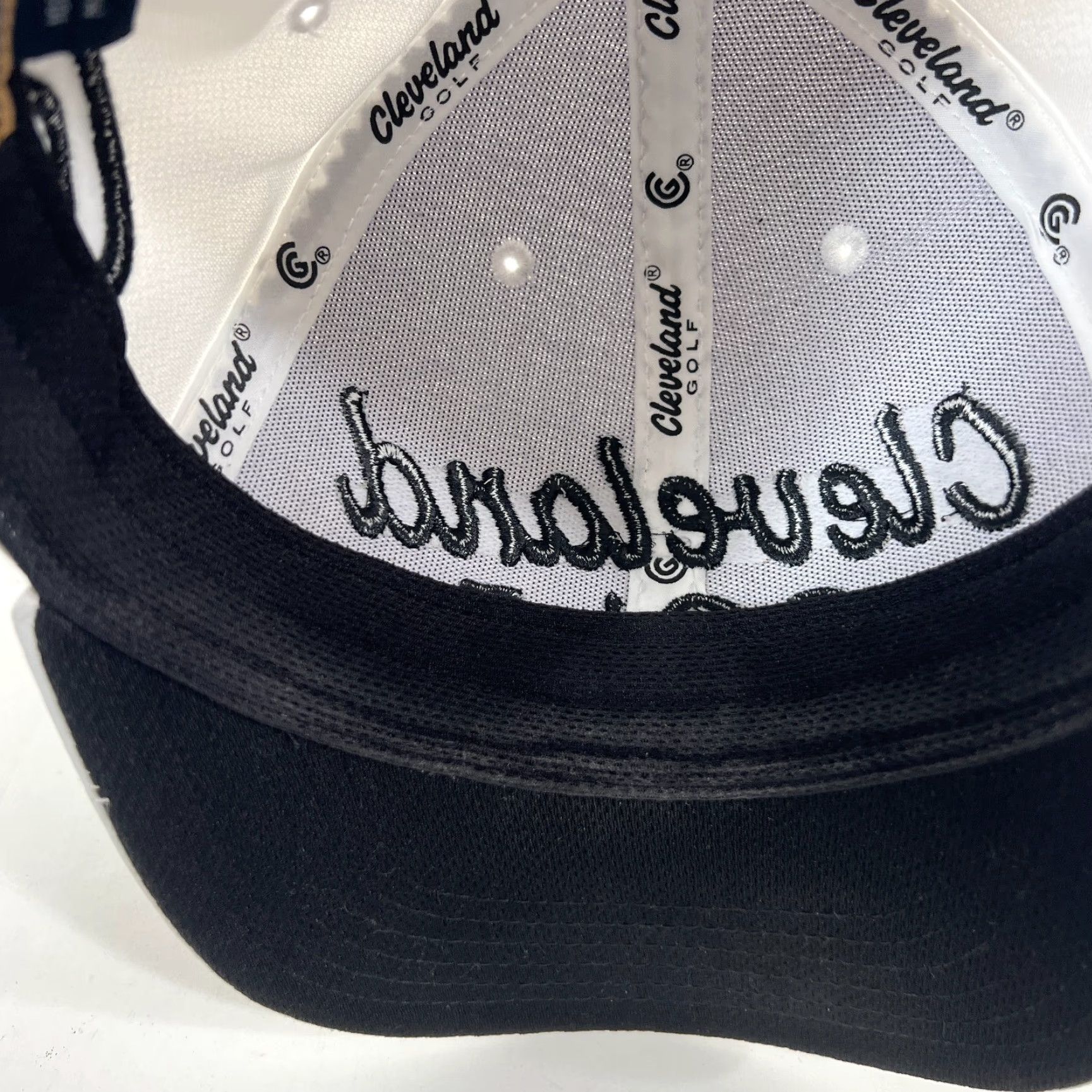 Logo 7 Cleveland Golf Hat Cap Strap Back Mens White Embroidered Logo Golf Performance Size ONE SIZE - 3 Thumbnail
