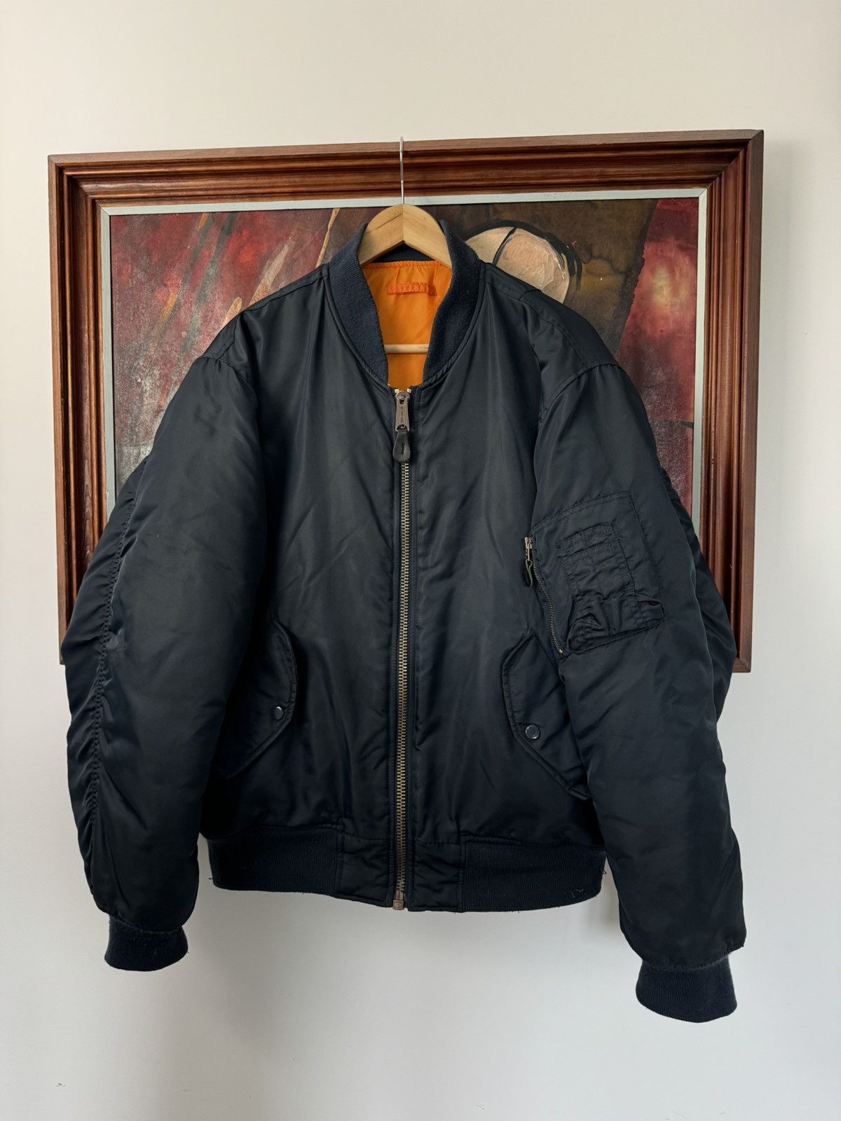 Vintage Ma1 Flyer Washed Vintage Nylon Bomber Jacket Boxy Fit Rare Size US L / EU 52-54 / 3 - 1 Thumbnail