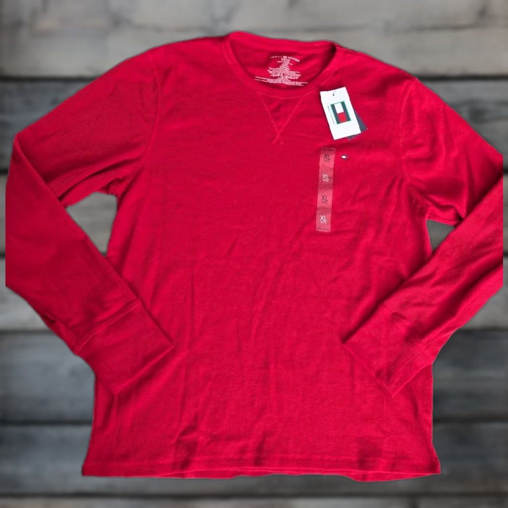 Tommy Hilfiger NWT Tommy Hilfiger Men's Thermal Long Sleeve Shirt Size XL Mustang Red Waffle Size US XL / EU 56 / 4 - 1 Thumbnail