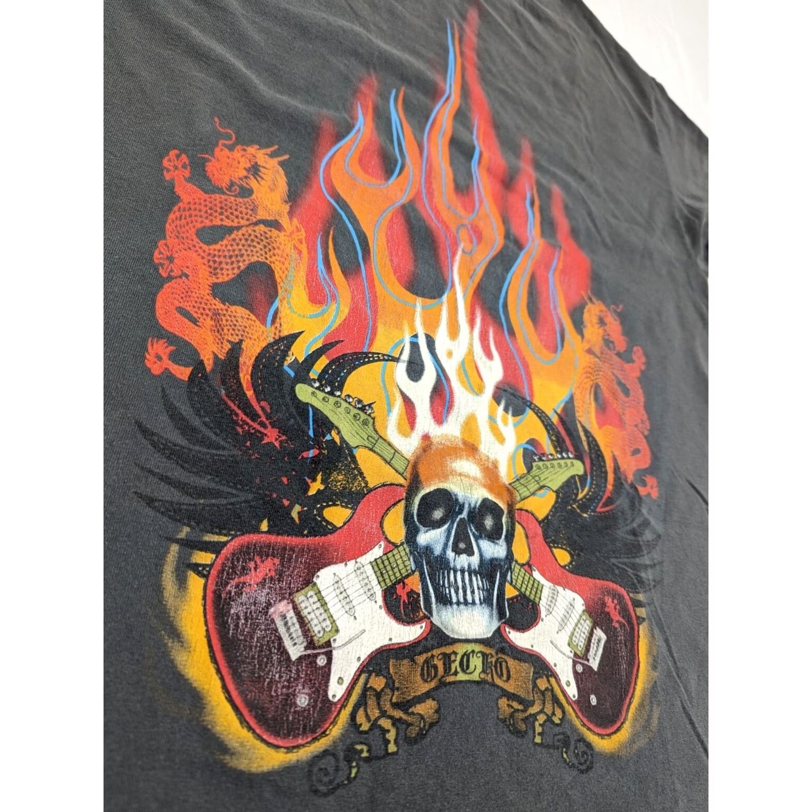 Vintage Gecko Skull Guitar Rock T-Shirt Mens L Gray Dragon Graphic Tee Music Band Size US L / EU 52-54 / 3 - 7 Thumbnail