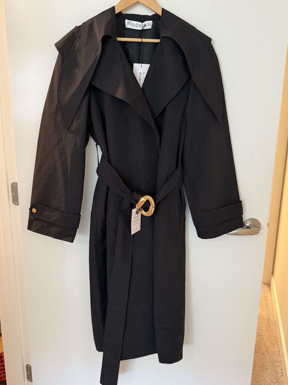 JW Anderson JW Anderson Black Belted Trench Coat with Gold Buckle Size M / US 6-8 / IT 42-44 - 5 Thumbnail
