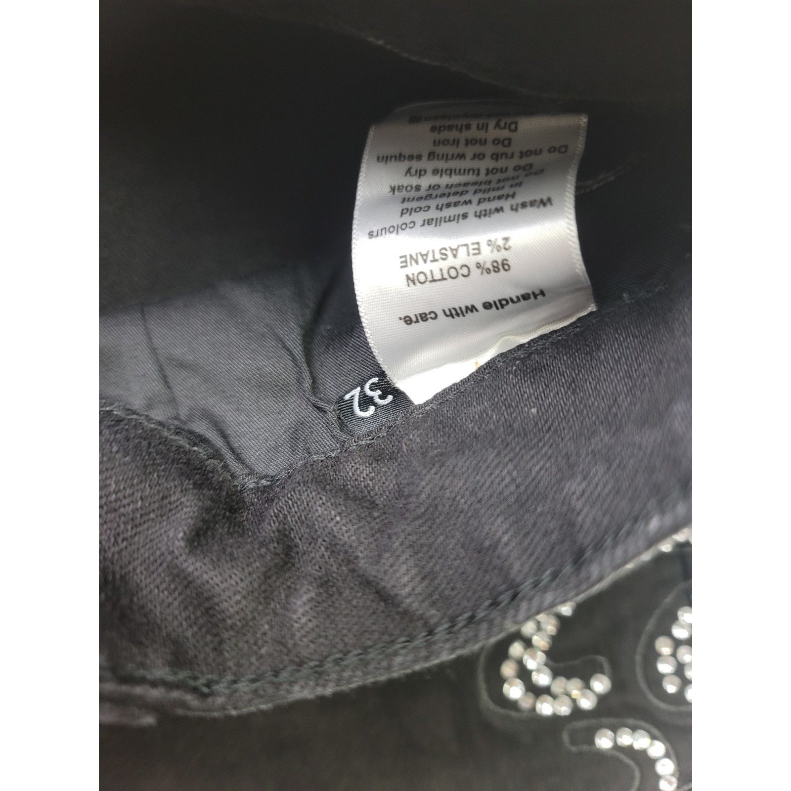 Other Live And Maintain Women Rhinestone Dark Straight Jeans 32 Size 32" / US 10 / IT 46 - 4 Thumbnail