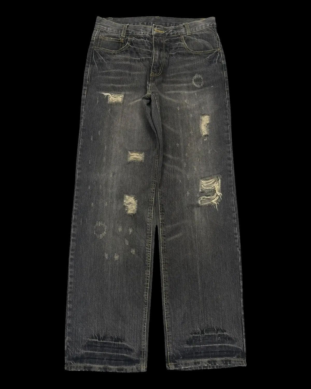 If Six Was Nine × JNCO × Le Grande Bleu (L.G.B.) 💥INSANE 90s BAGGY JEANS ROUGHNESS TROOP Ripped Baggy Denim Size US 30 / EU 46 - 7 Thumbnail