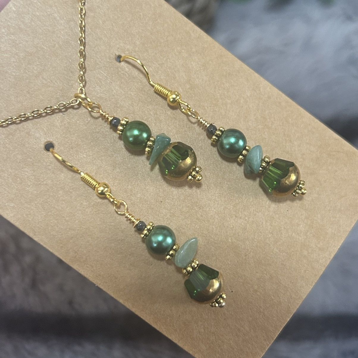 Handmade Handcrafted di-cut glass Czech pearl faceted hematite set Size ONE SIZE - 1 Thumbnail