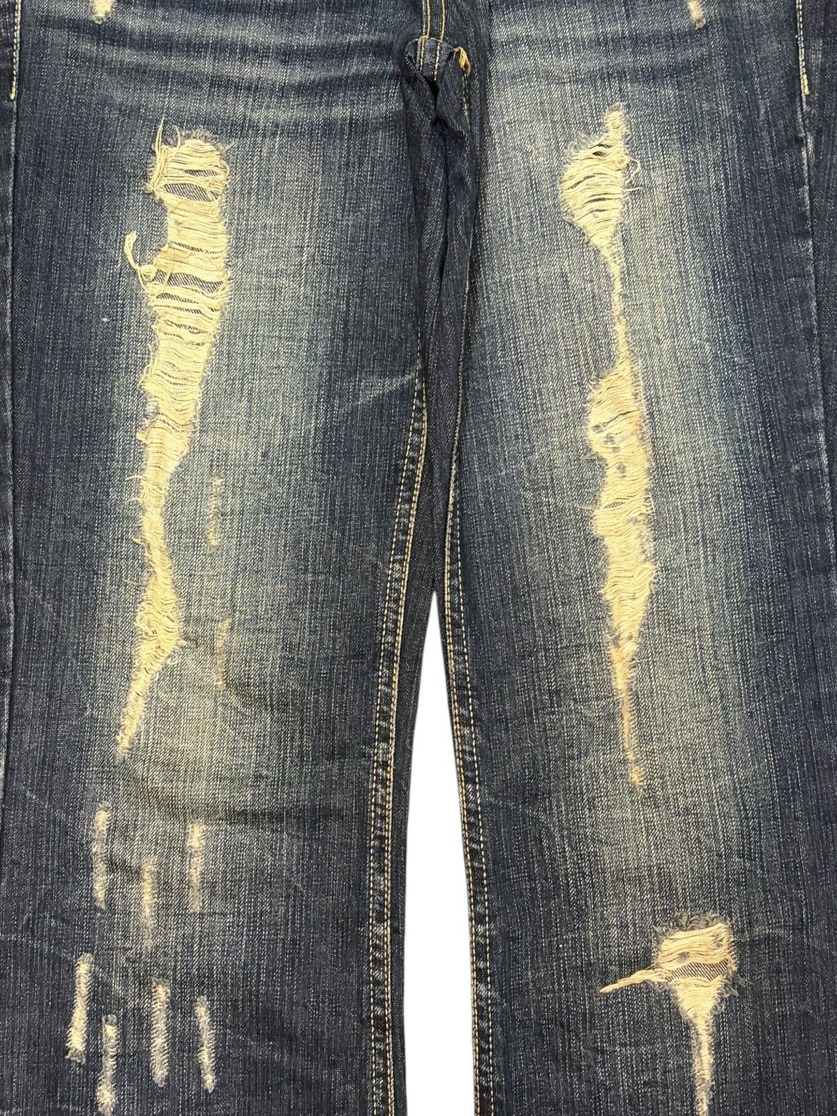 If Six Was Nine Vintage Japanese Lagust Rusty Wash Distress Flare Jeans Size 29" - 3 Thumbnail