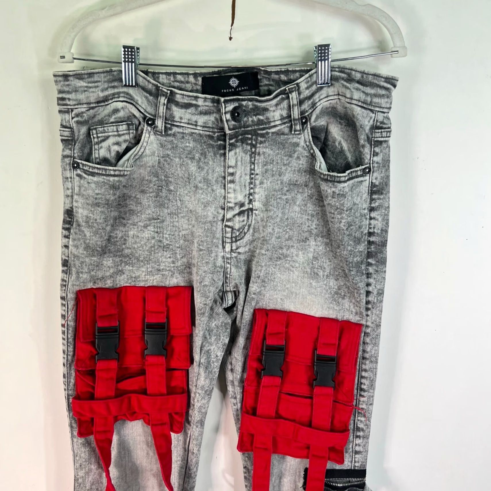 Denime VINTAGE Focus Jeans Cargo Denim Mens Size 32 Gray Acid Wash Skinny 32X34 City Style Mens Size US 32 / EU 48 - 2 Thumbnail