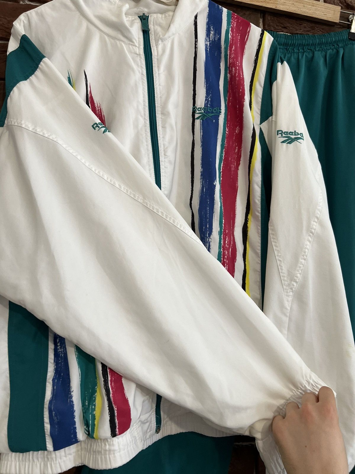 Reebok Rare 90s Vintage Y2K Reebok Logo Tracksuit Set Jacket Size US L / EU 52-54 / 3 - 6 Thumbnail