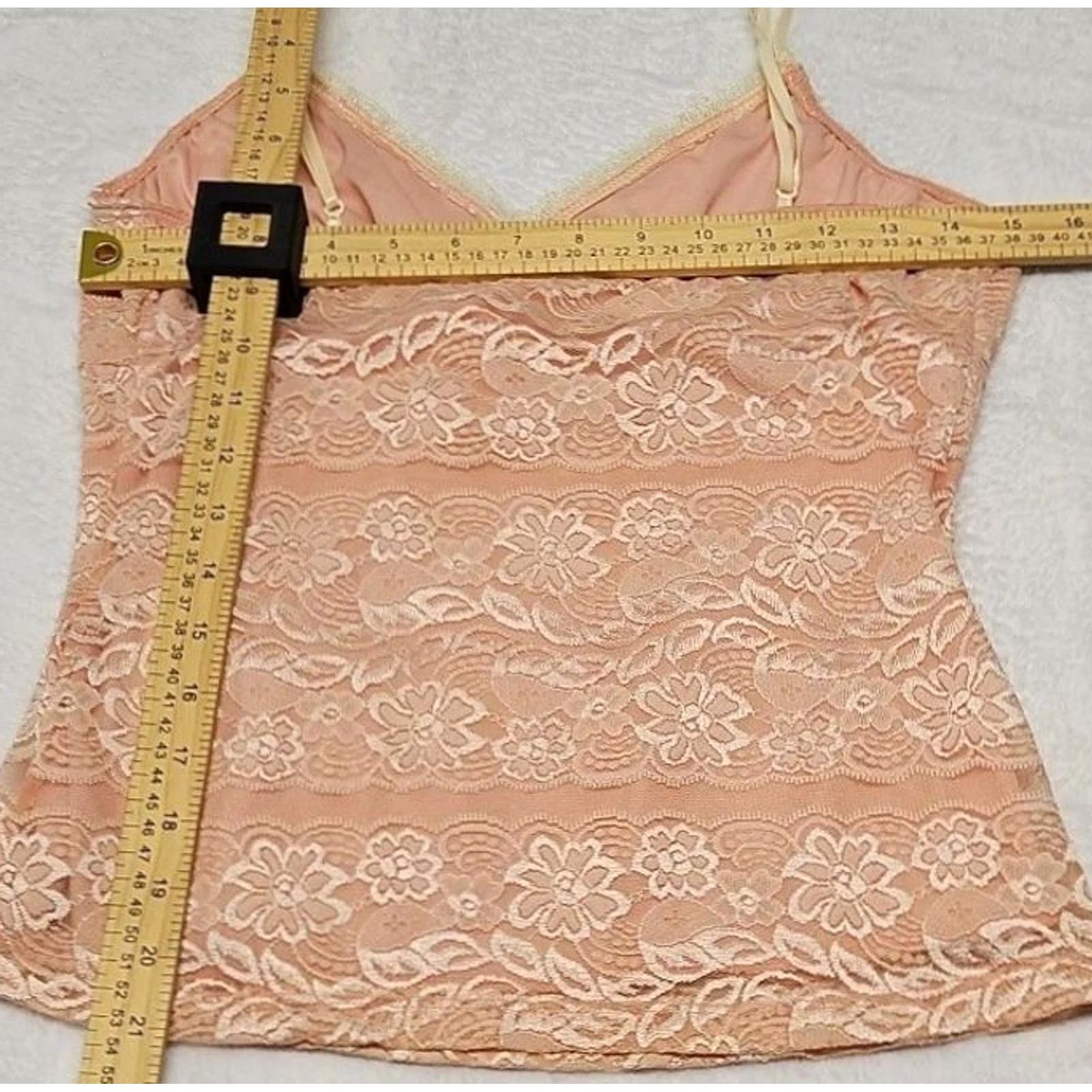 Vintage Y2K Peach Lace Cami Top XL V-Neck Nylon Lace Camisole USA Made Womens Shirt Size XL / US 12-14 / IT 48-50 - 8 Thumbnail