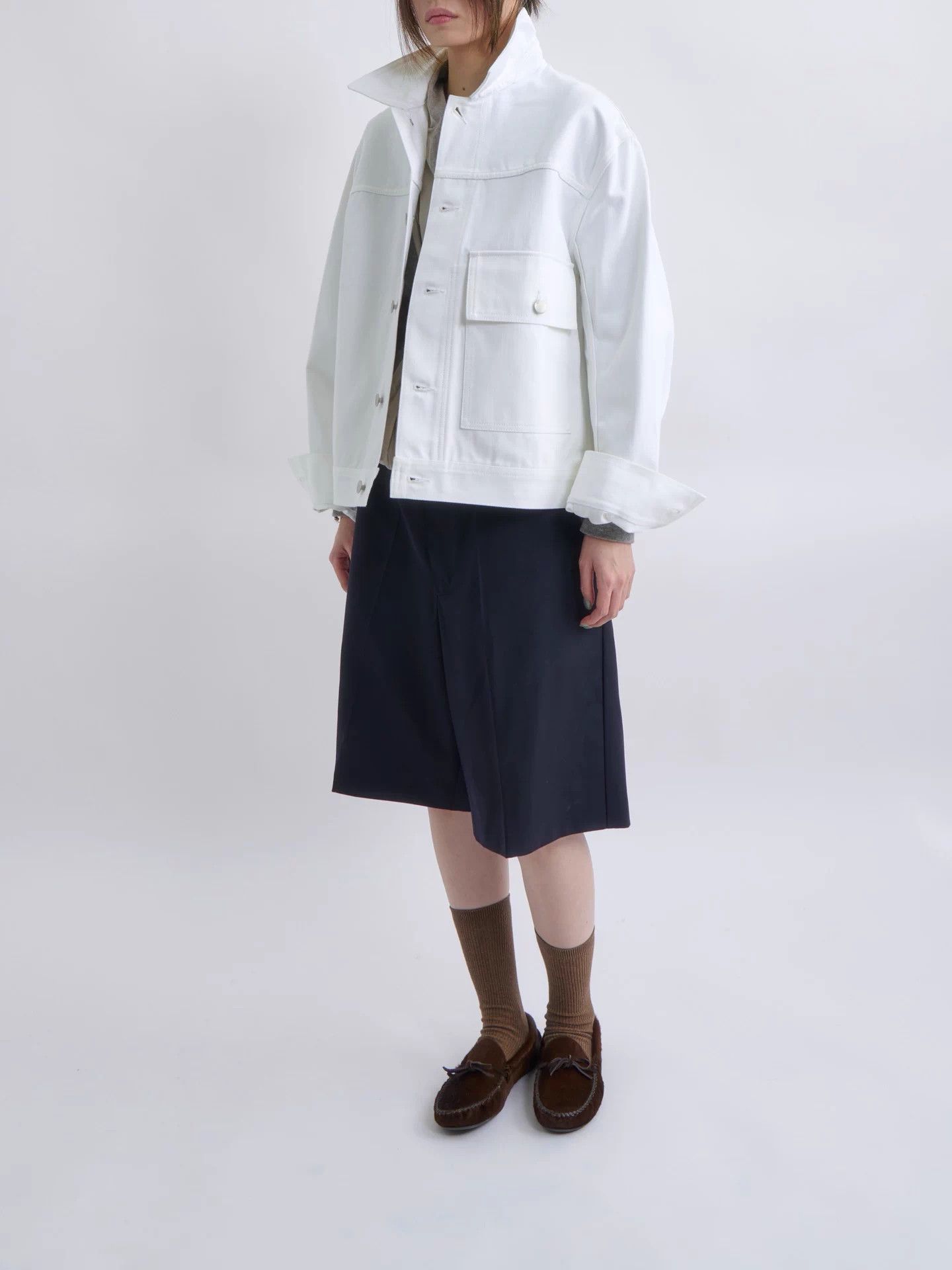 Studio Nicholson STUDIO NICHOLSON Type-1 White Denim Short Jacket Size M / US 6-8 / IT 42-44 - 3 Thumbnail