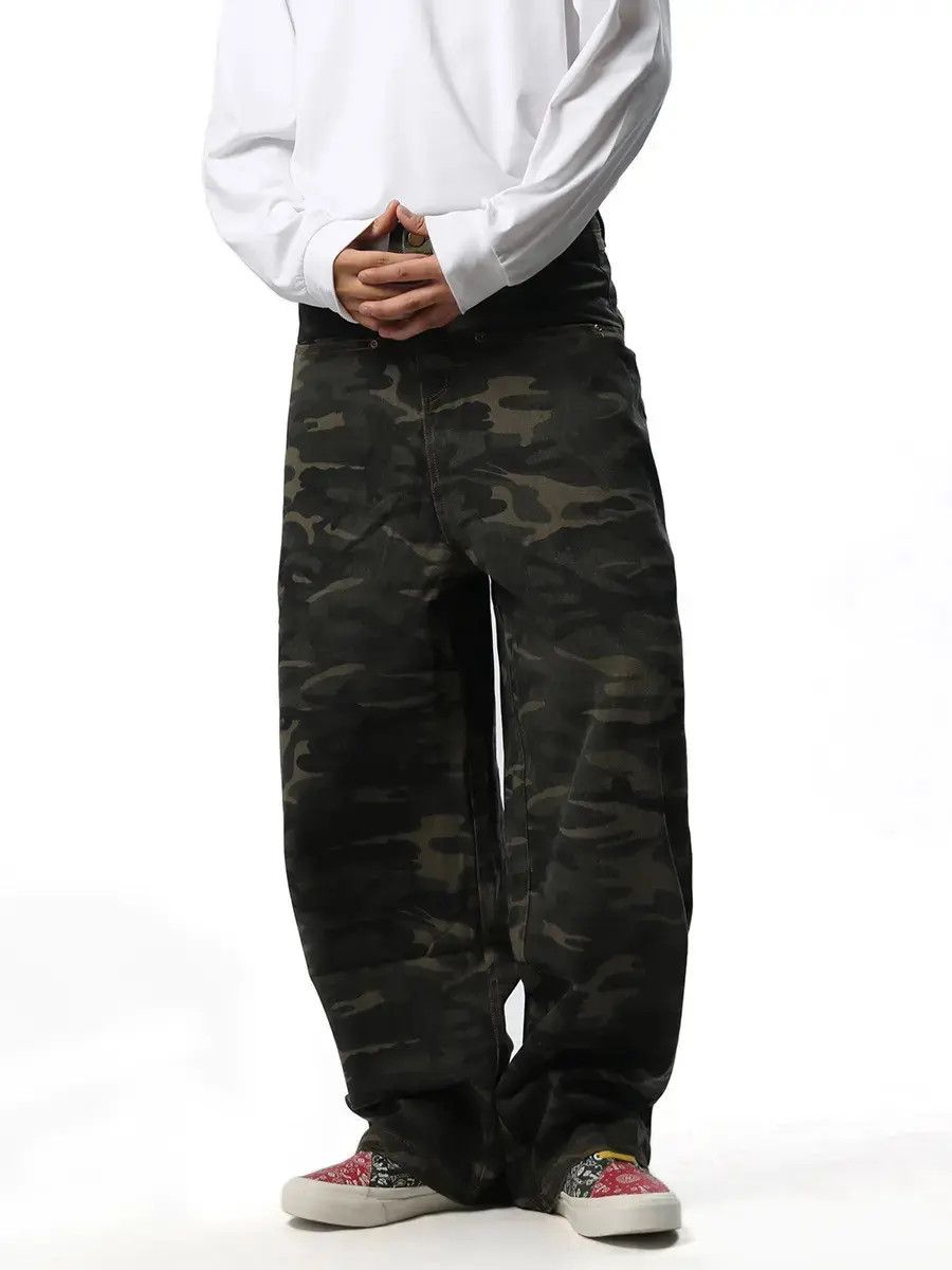 Japanese Brand Retro loose camouflage straight leg wide leg jeans Size US 30 / EU 46 - 6 Thumbnail