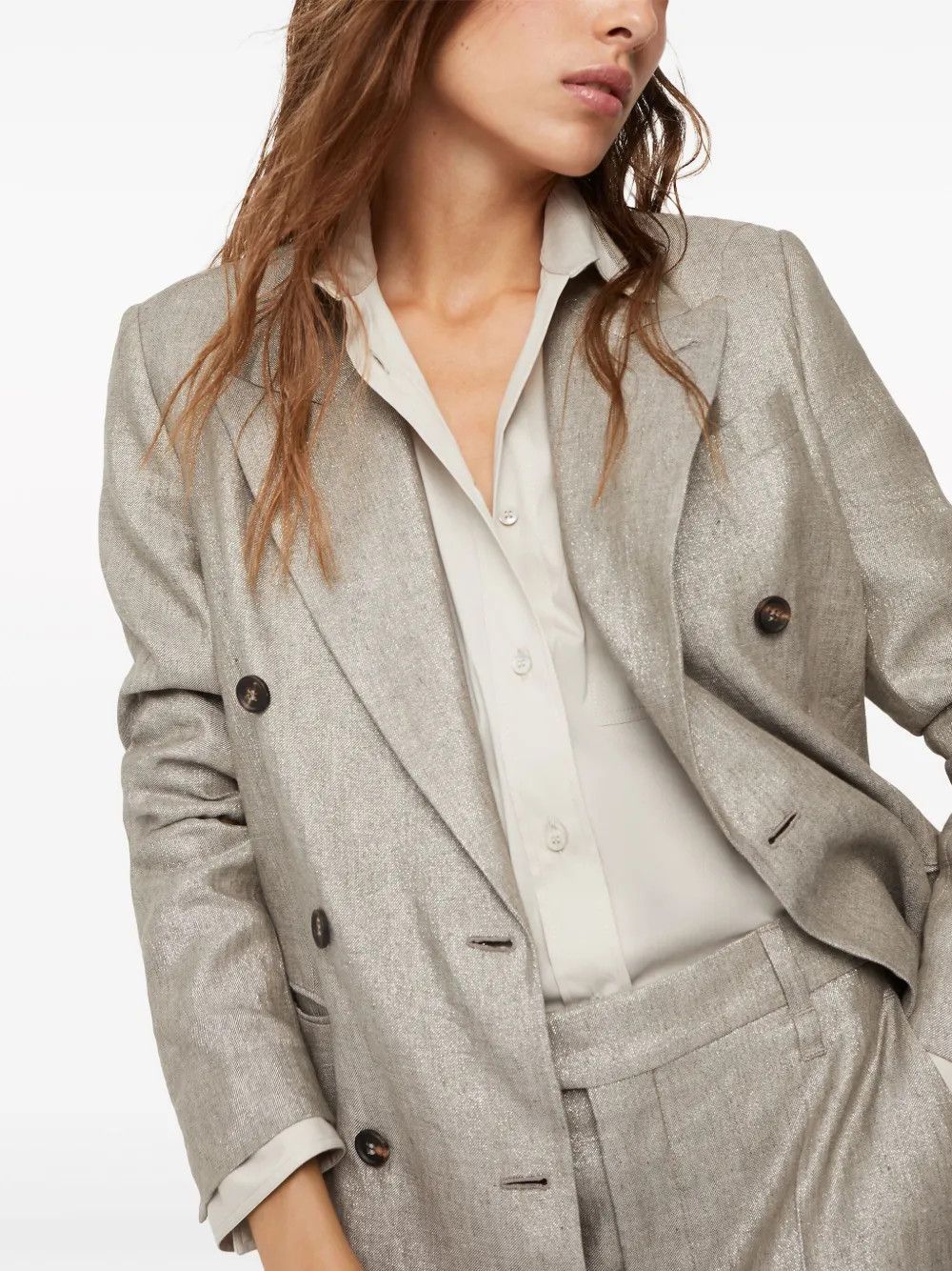 Brunello Cucinelli o1w1db10825 Woven Jacket Wool in Brown/Overflow Size XL / US 12-14 / IT 48-50 - 6 Thumbnail