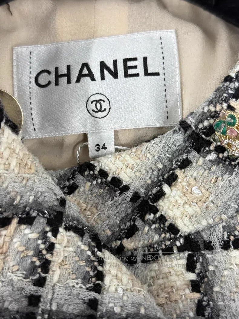 Chanel Chanel 22K flower diamond buckle plaid jacket Size XXS / US 00 / IT 34 - 4 Thumbnail
