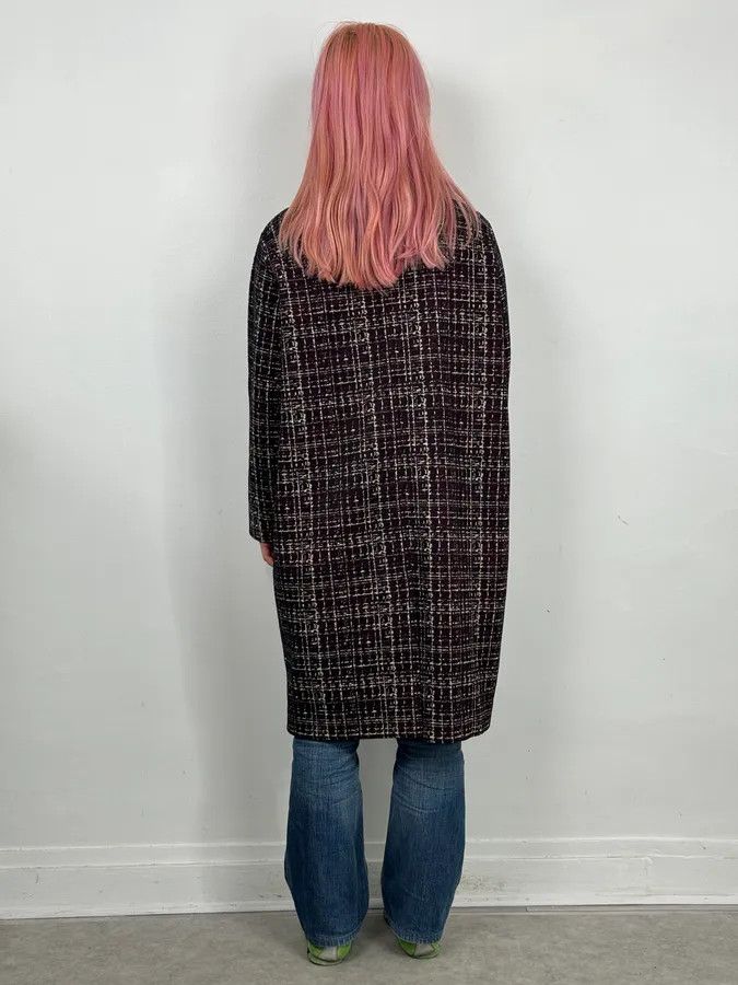 Prada AW2015 Prada Textured Black & Bordeaux Tweed Long Coat Size S / US 4 / IT 40 - 3 Thumbnail