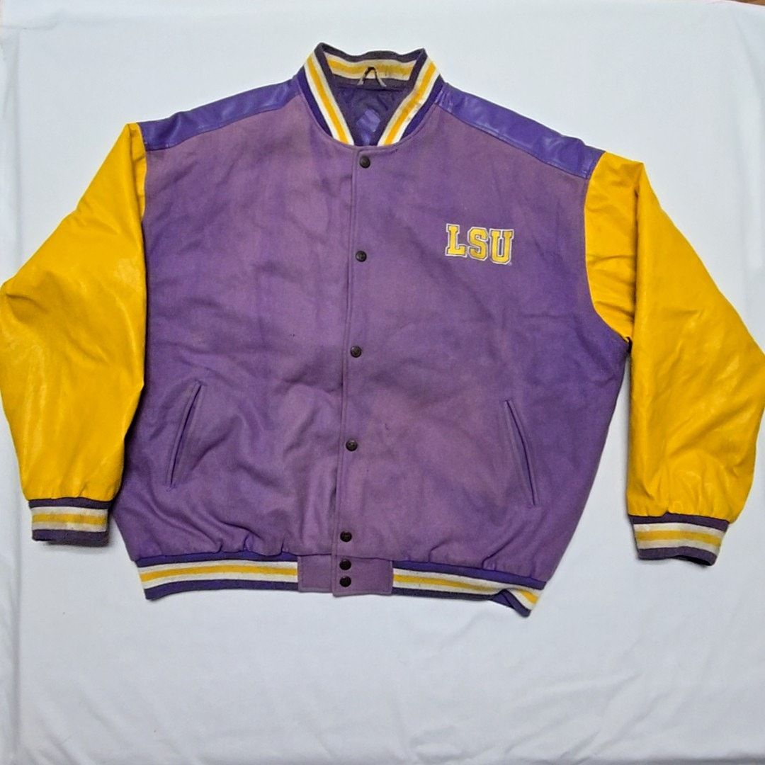 Steve And Barrys Vintage LSU Tigers Purple Yellow Varsity Jacket 90s XL Size US XL / EU 56 / 4 - 9 Thumbnail