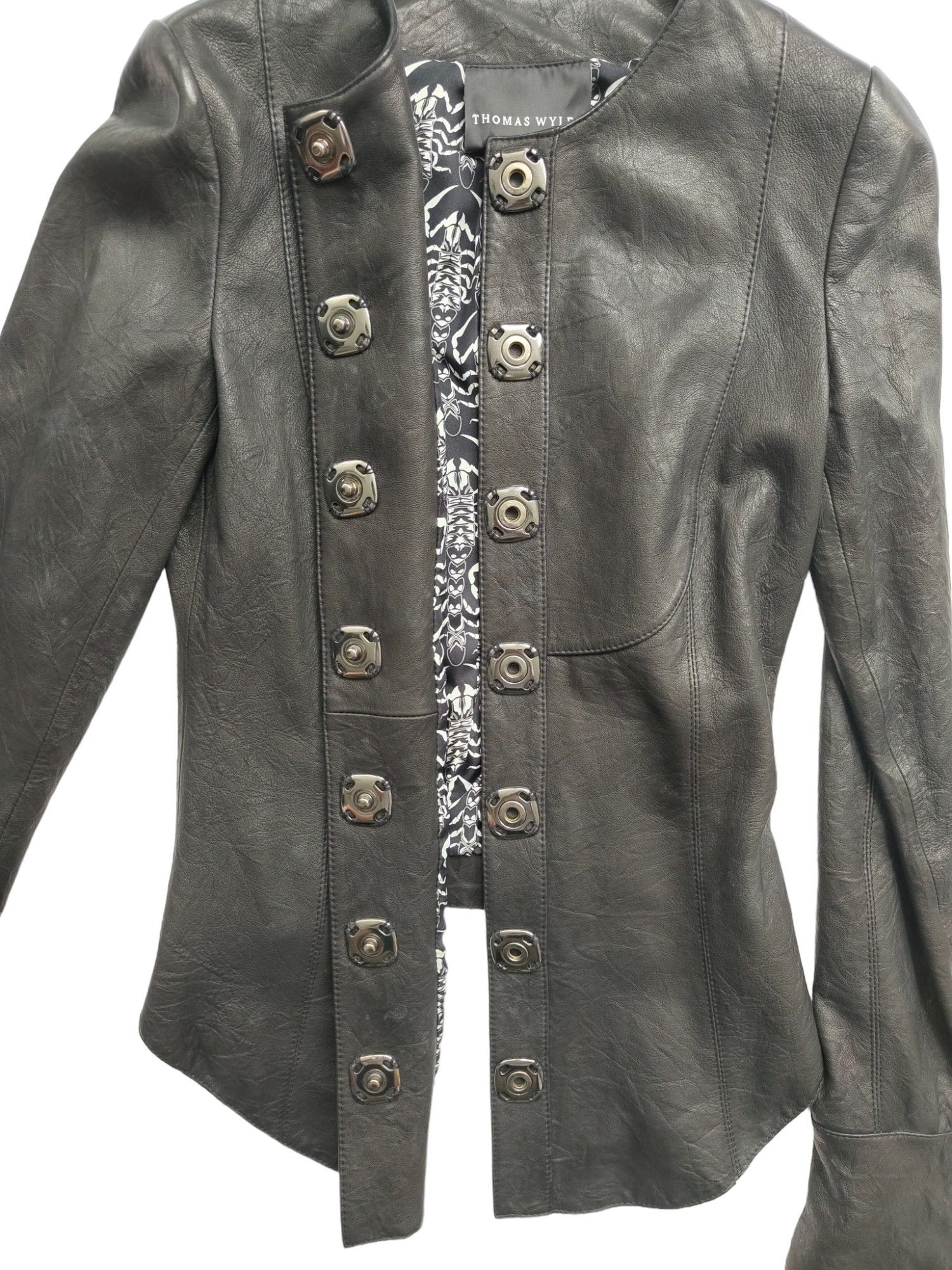 Thomas Wylde Thomas Wylde Black Round Neck Lamb Leather Jacket Size M / US 6-8 / IT 42-44 - 7 Thumbnail