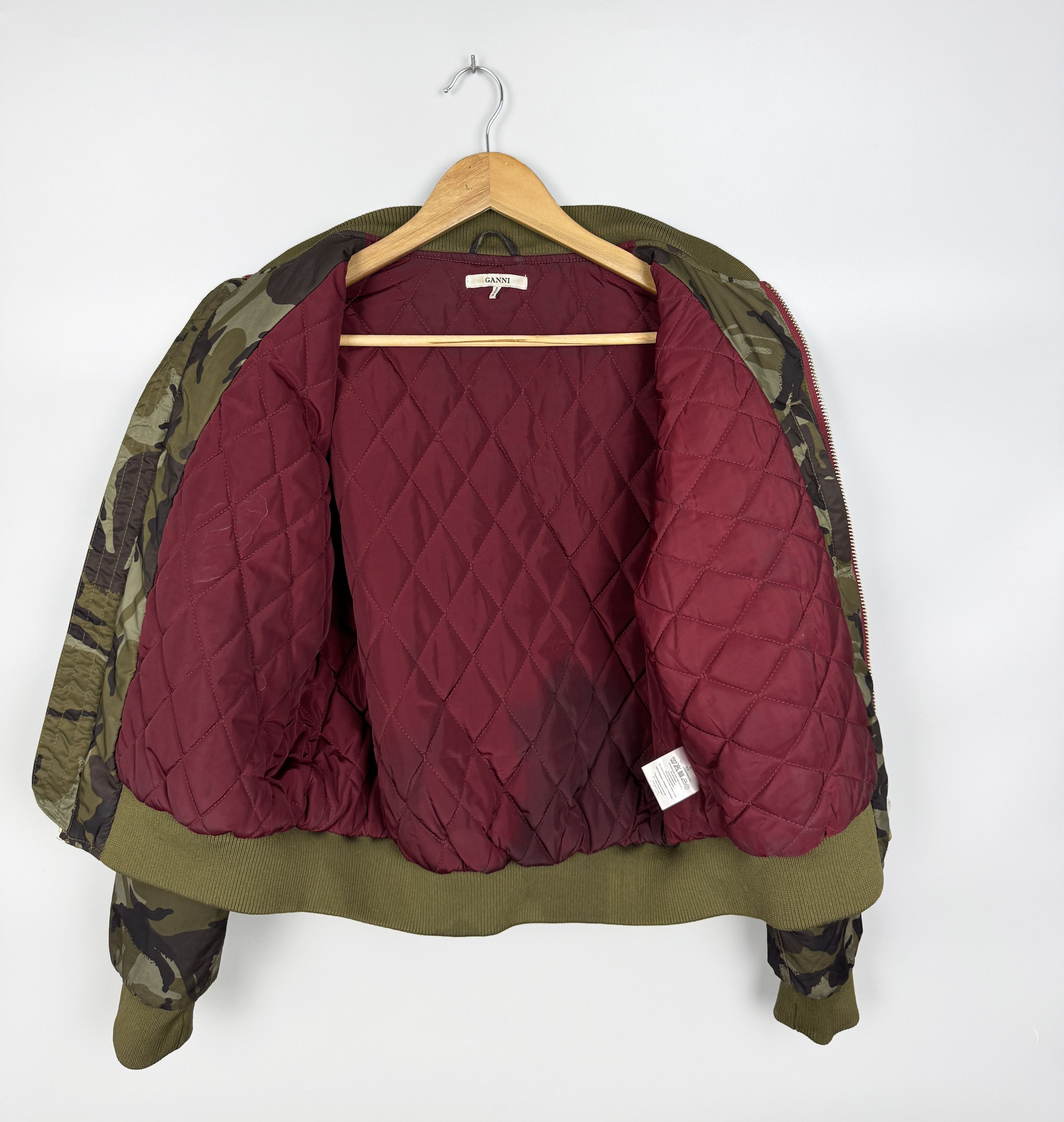Ganni GANNI Camo Camouflage Womens Bomber Jacket Size S / US 4 / IT 40 - 9 Thumbnail