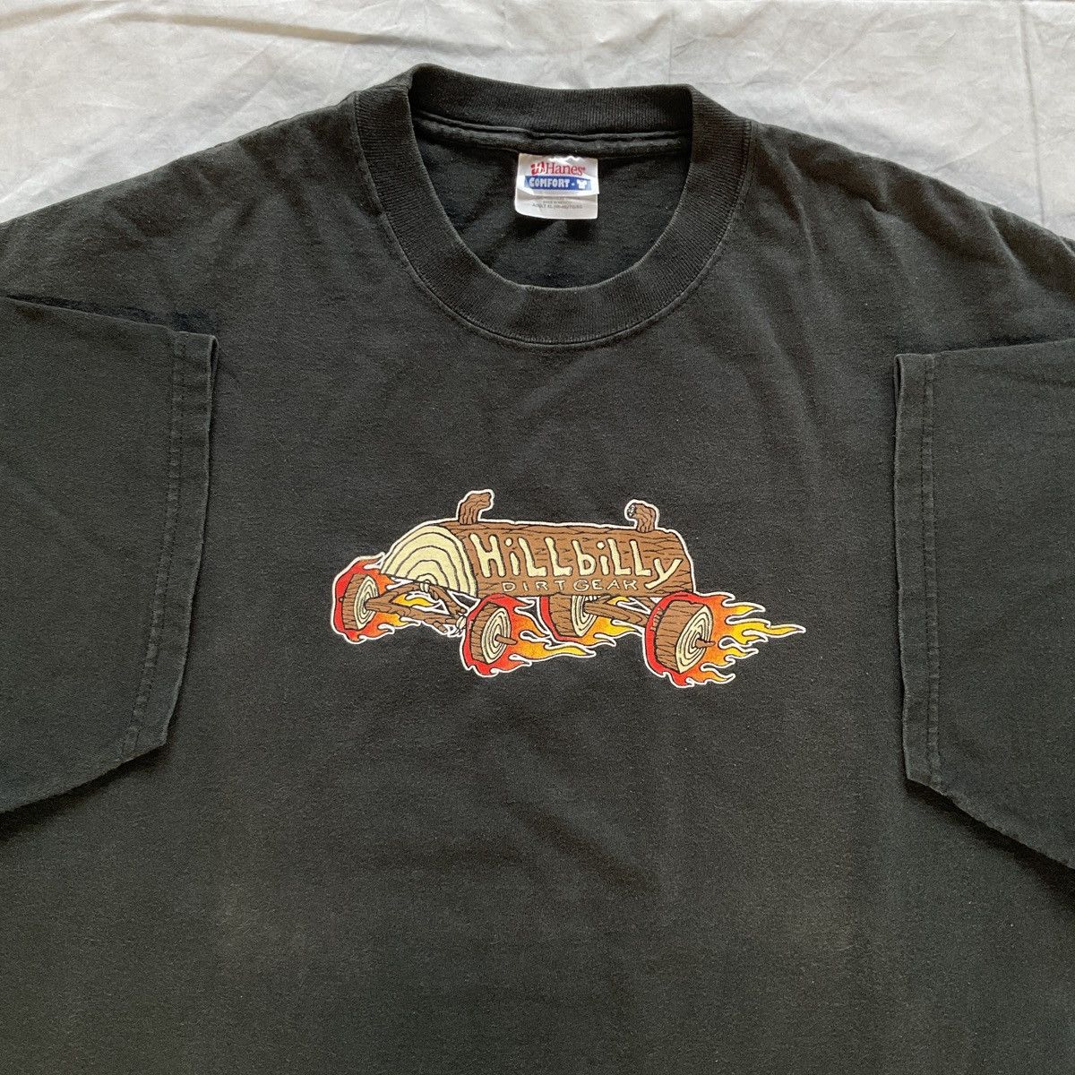 Hanes × Vintage Rare 90s Hillbilly Dirtgear Black T-Shirt Size US XL / EU 56 / 4 - 3 Thumbnail
