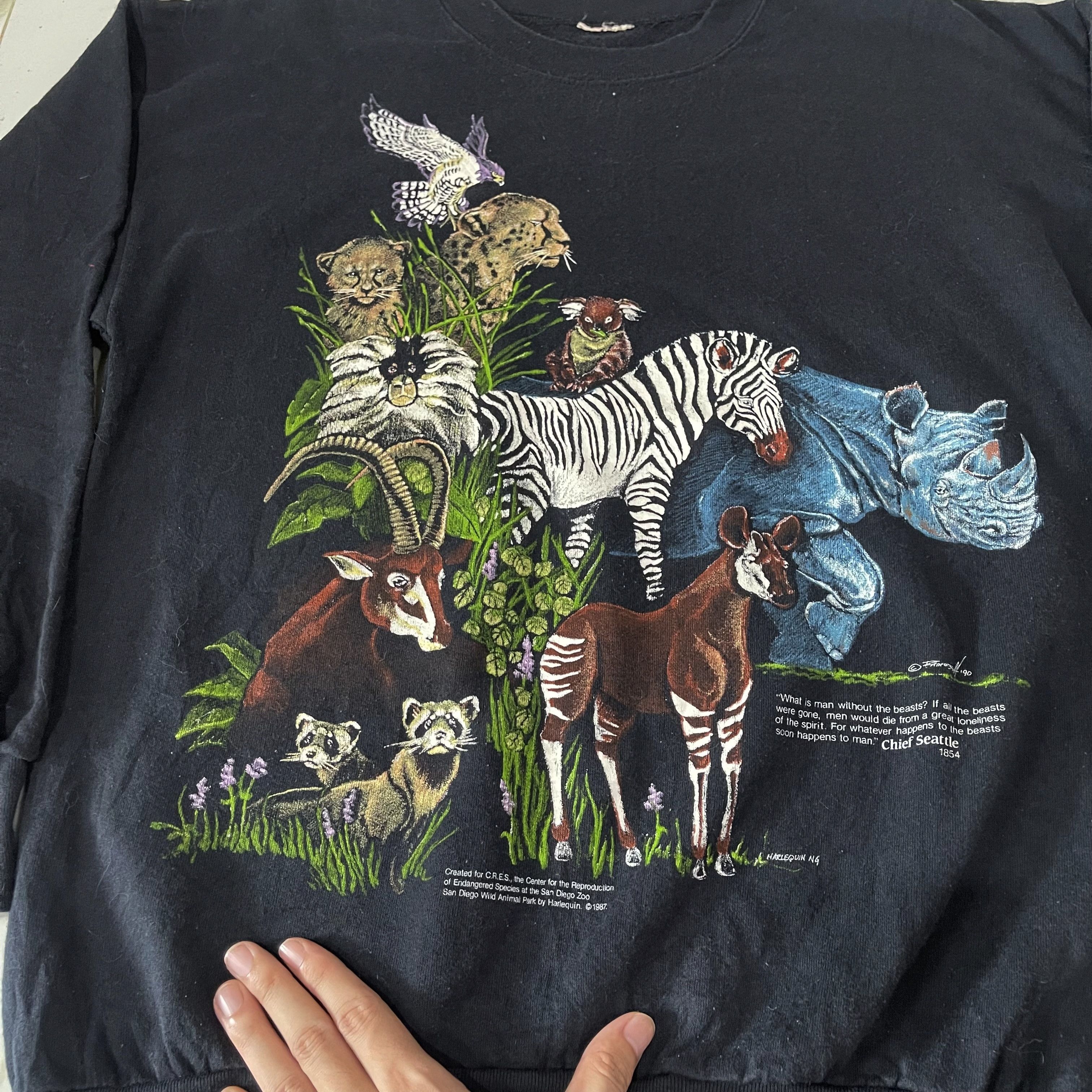 Vintage Vintage 90s African Wildlife Sweatshirt Size US L / EU 52-54 / 3 - 2 Thumbnail