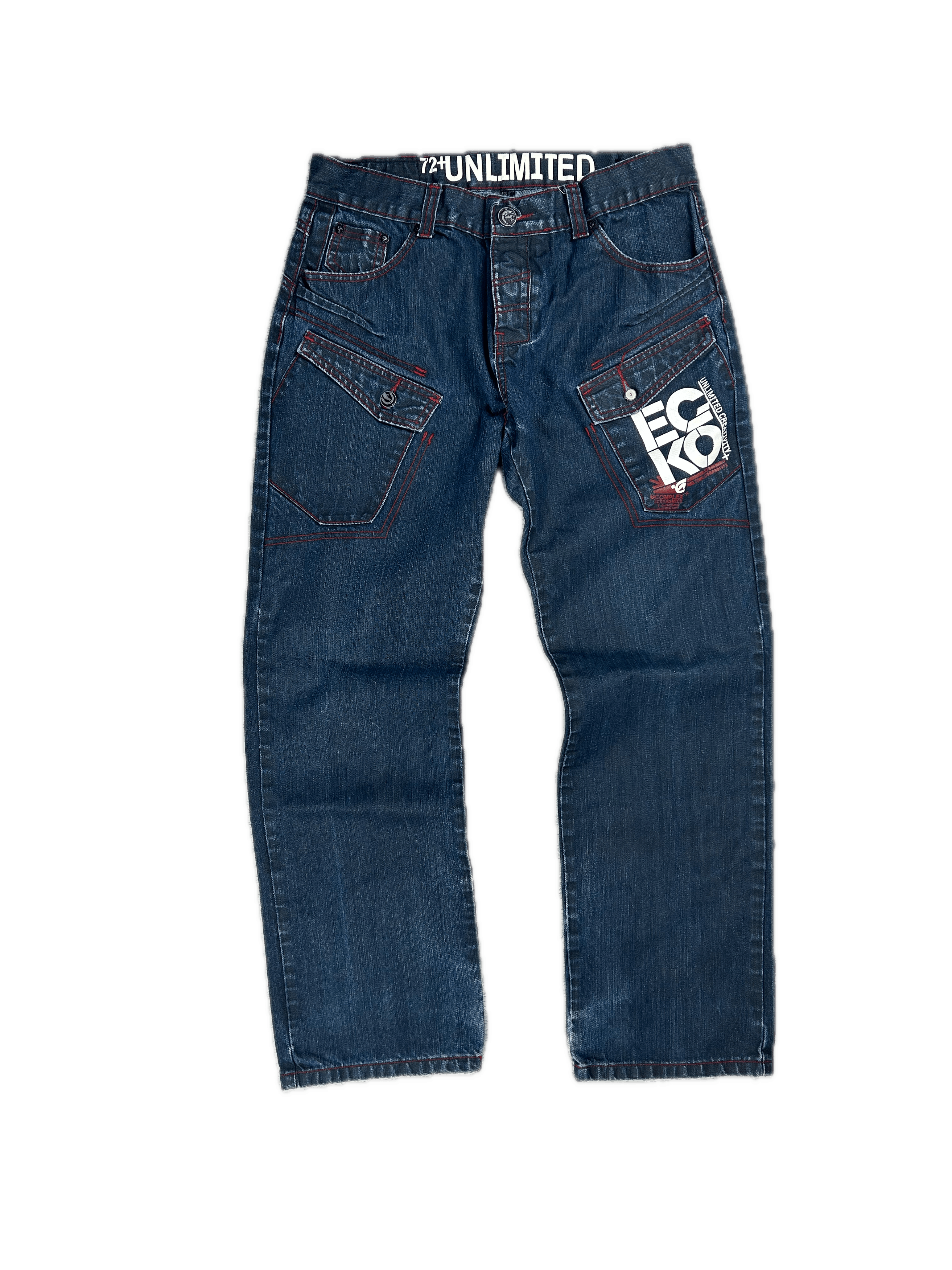 Ecko Unltd. × JNCO × Japanese Brand Ecko Unltd. vintage cargo jeans Baggy big logo Streetwear Size US 34 / EU 50 - 1 Thumbnail