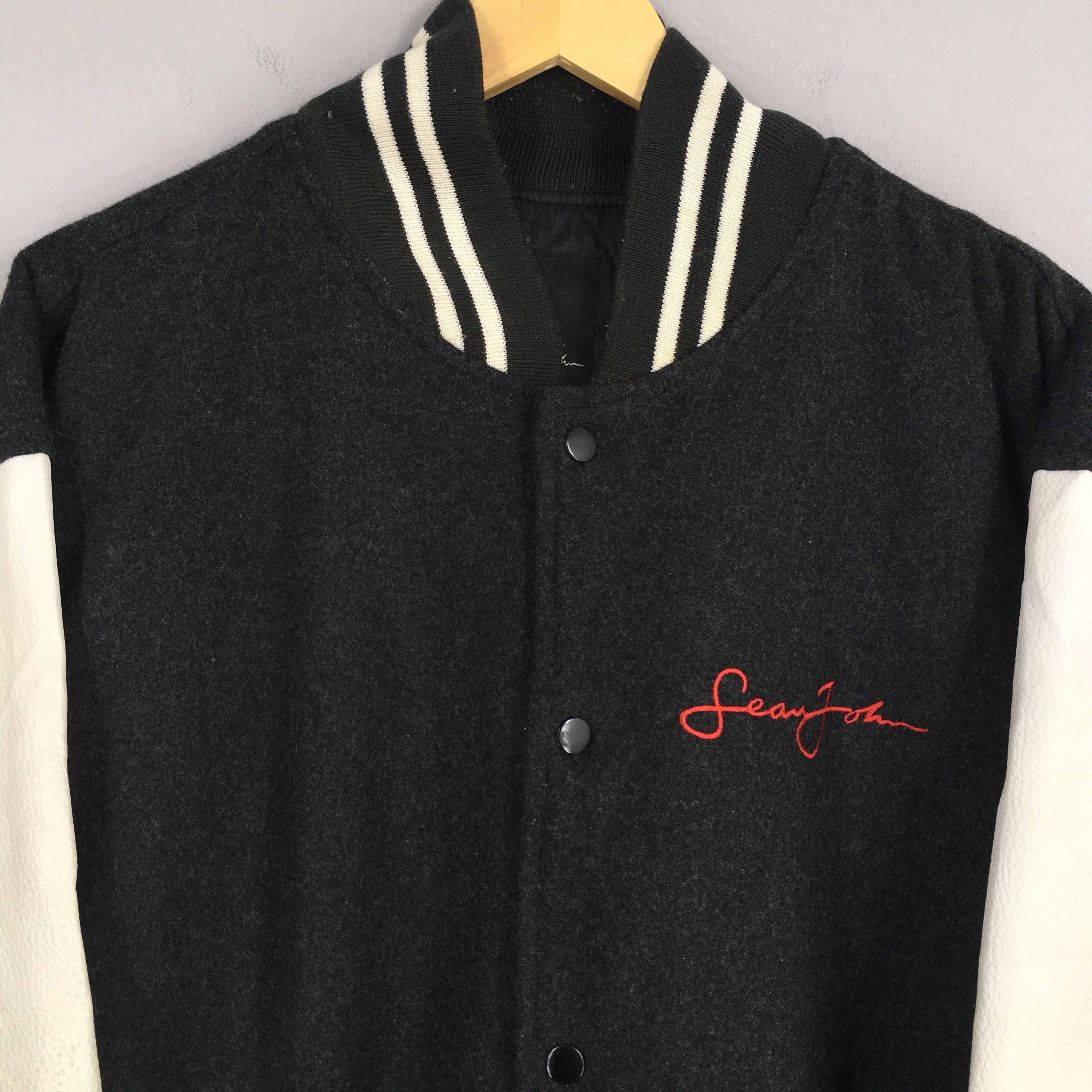Sean John Vintage 90s Sean John Wool Varsity Leather Jacket XLarge Size US XL / EU 56 / 4 - 4 Thumbnail