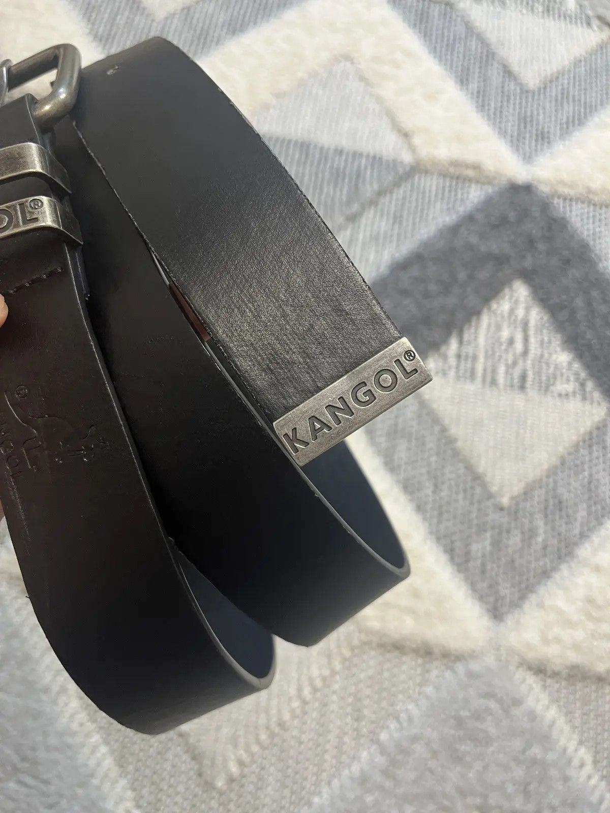 Kangol Vintage Kangol Black Leather Belt with Metal Logo Buckle Size ONE SIZE - 4 Thumbnail