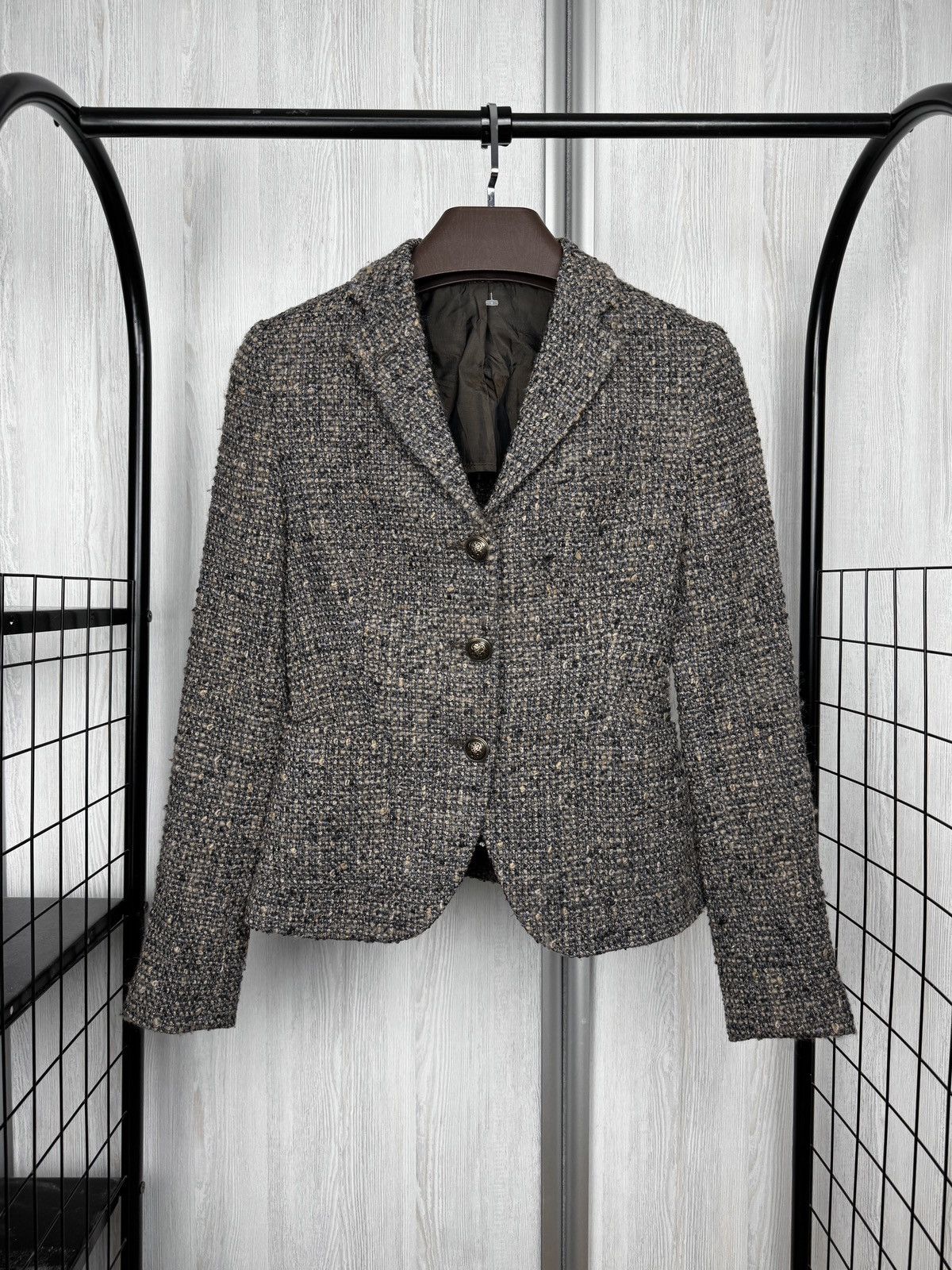 Tagliatore Tagliatore 0205 tweed wool blend metal button unlined blazer Size M / US 6-8 / IT 42-44 - 1 Thumbnail