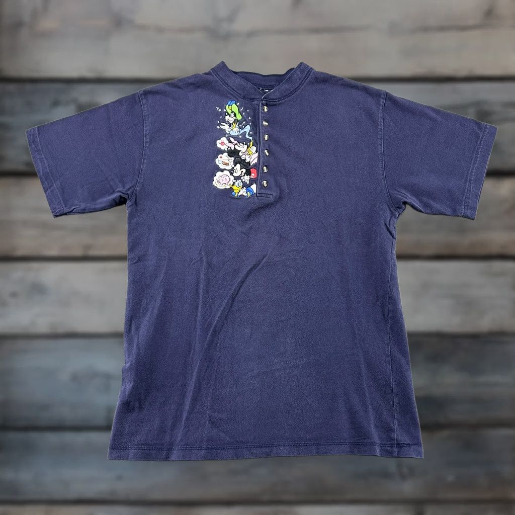 Vintage VINTAGE Mickey Mouse Friends Shirt Mens M Blue Navy Short Sleeve Henley 90s Disney Logo 1990s T-Shirt Men Mens Size US M / EU 48-50 / 2 - 1 Thumbnail