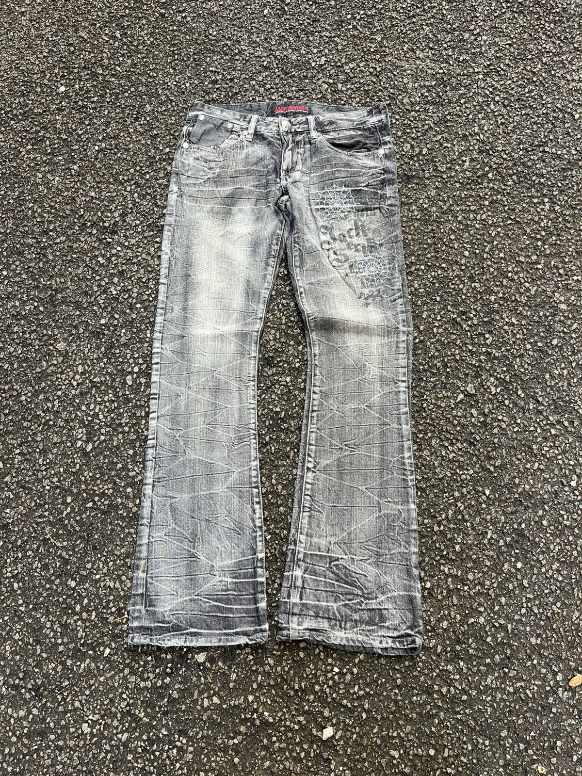 Hysteric Glamour Flared Jack Serika Artist Work Spider Web Distressed Jeans Size US 32 / EU 48 - 1 Thumbnail