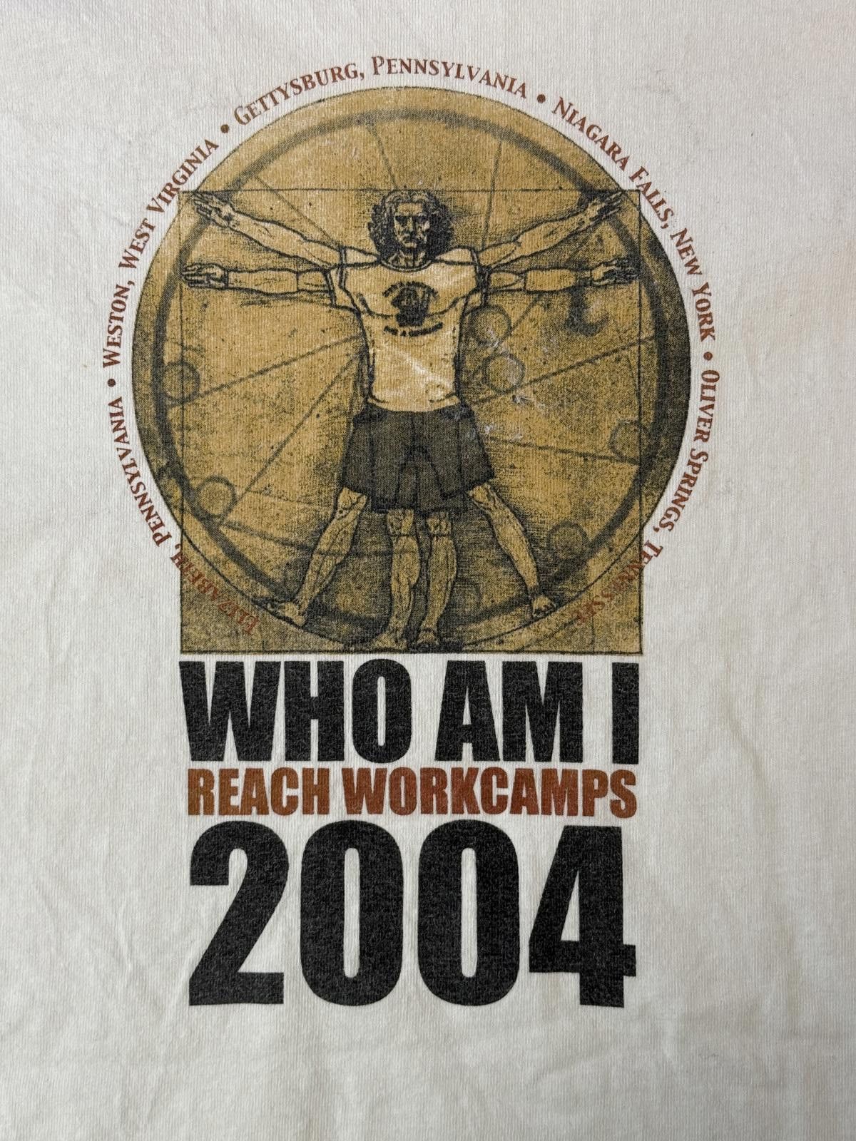 Gildan VTG Leonardo Da Vinci Vitruvian Man T-shirt Reach Workcamps Size US L / EU 52-54 / 3 - 5 Thumbnail