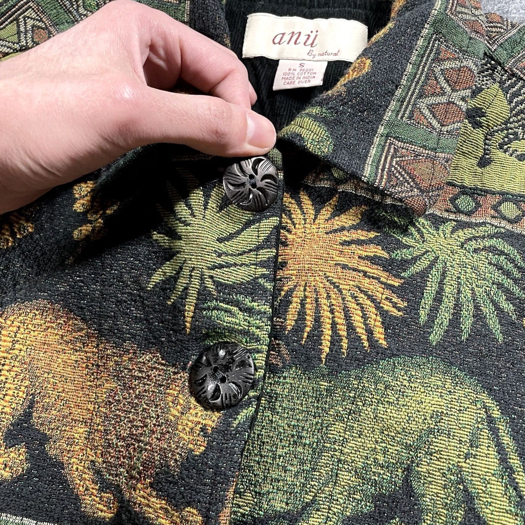 Vintage VINTAGE Anu by Natural Tapestry Jacket Women S Beige Animals Africa 90s Tiger Zebra Cottagecore Y2K Mens Womens Girls Size S / US 4 / IT 40 - 4 Thumbnail