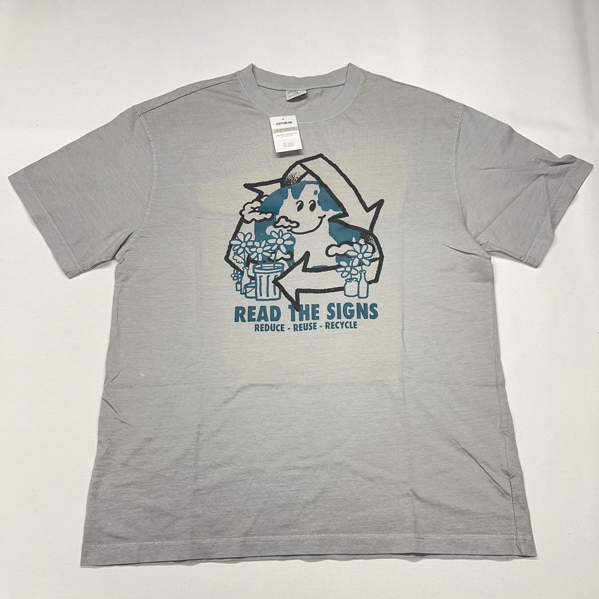 Cotton On Cotton On Recycle Tee Shirt Grey Loose Fit Bondi Earth Size US L / EU 52-54 / 3 - 1 Thumbnail
