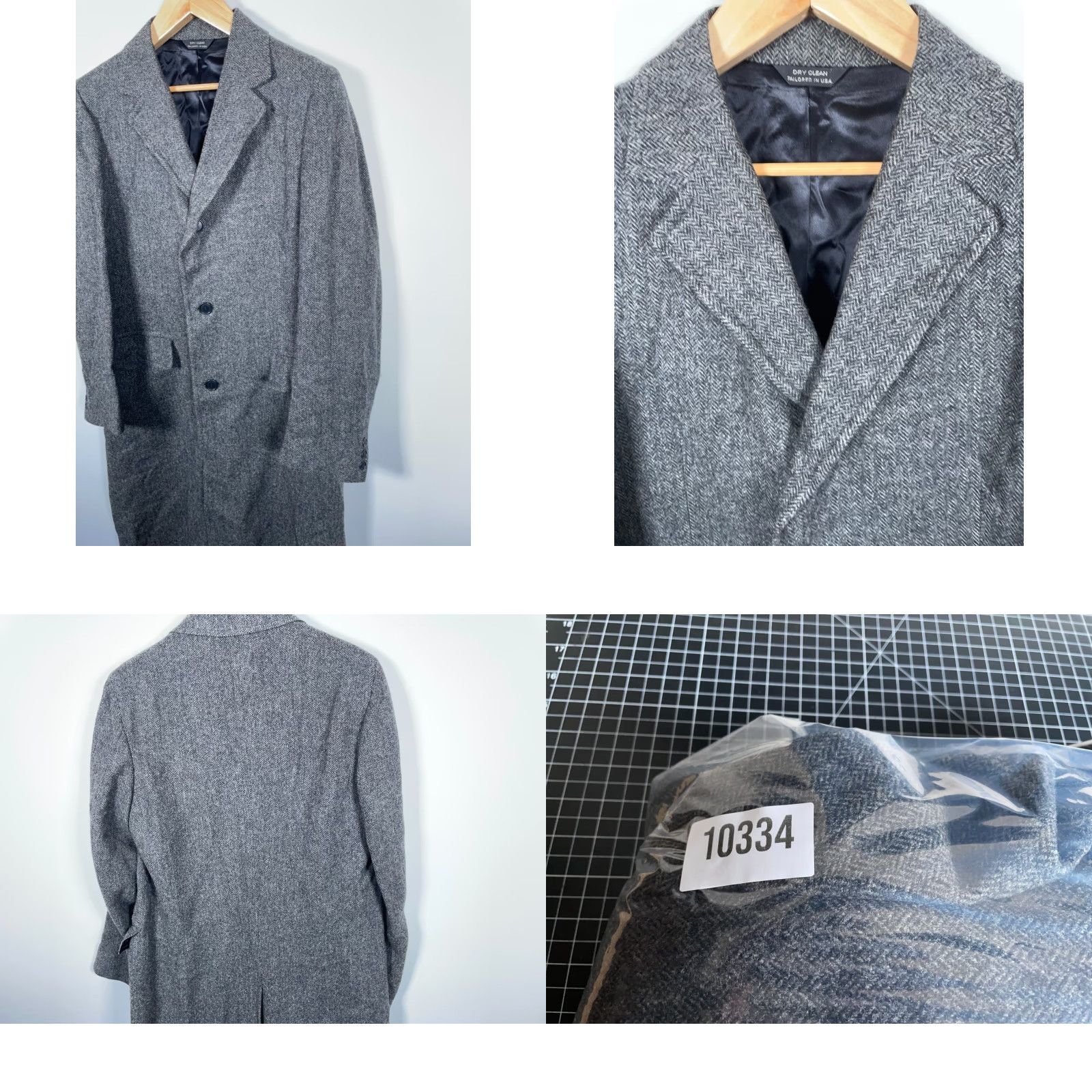 Vintage VINTAGE Pure Wool Herringbone Coat Men's 42 Gray Overcoat USA Made Classic Wool Overcoat Mens 42 Gray Herringbone Coat Long Size US XS / EU 42 / 0 - 10 Thumbnail