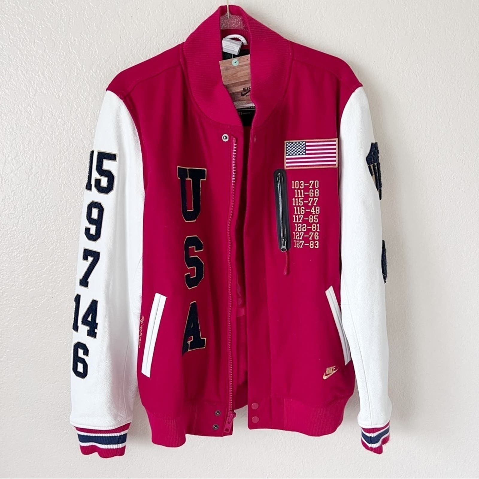 image of New Nike 20Th Anniversary Usa Team Varsity Jacket Size L in Red, Men's