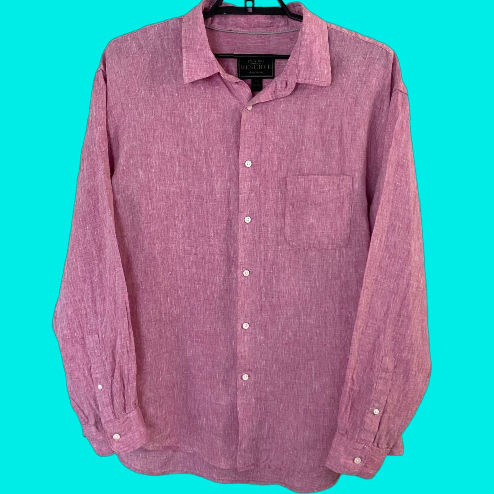 Jos. A. Bank VINTAGE Jos. A Bank Reserve Collection Linen Button-Up Pink Men's XL Long-Sleeve Shirt Size US XL / EU 56 / 4 - 1 Thumbnail