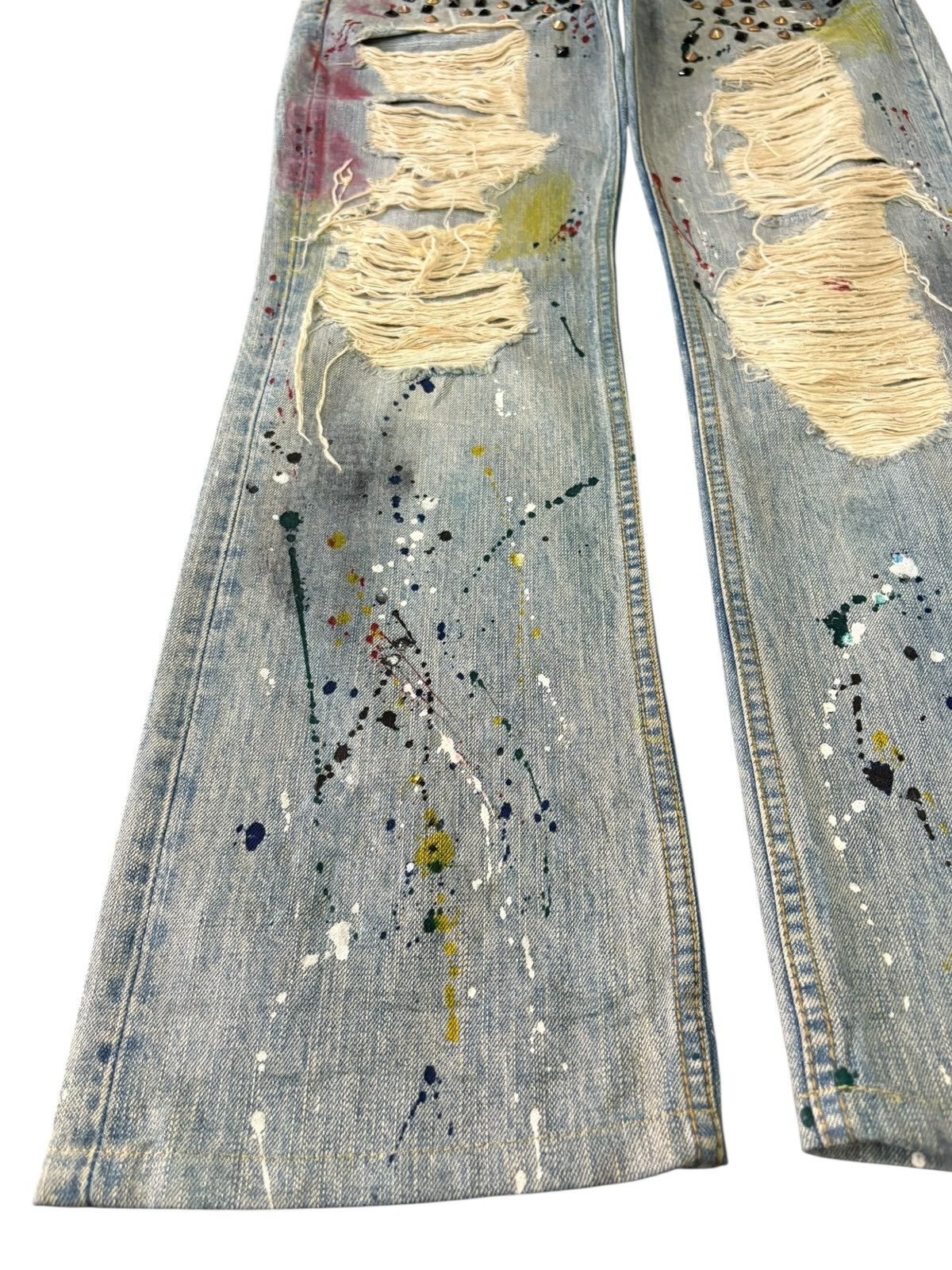 If Six Was Nine Vintage Japanese Brand Crazy Punk Distress Bootcut Jeans Size US 32 / EU 48 - 6 Thumbnail