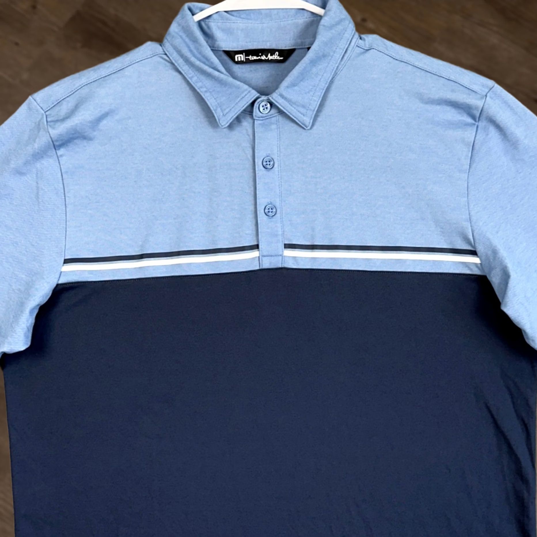 TravisMathew Travis Mathew Golf Polo Shirt Mens Large Navy Blue Colorblock Rugby Short Sleeve Size US L / EU 52-54 / 3 - 1 Thumbnail