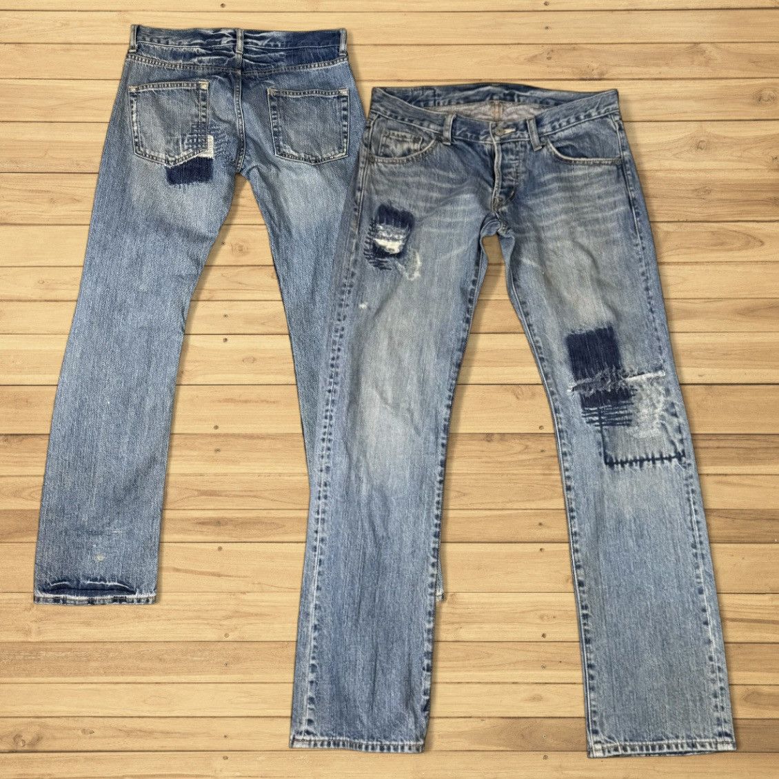 Undercover × Uniqlo 🔥🇯🇵 Vintage 90s Uniqlo Distressed Aging Wash Denim Size 32" / US 10 / IT 46 - 1 Thumbnail