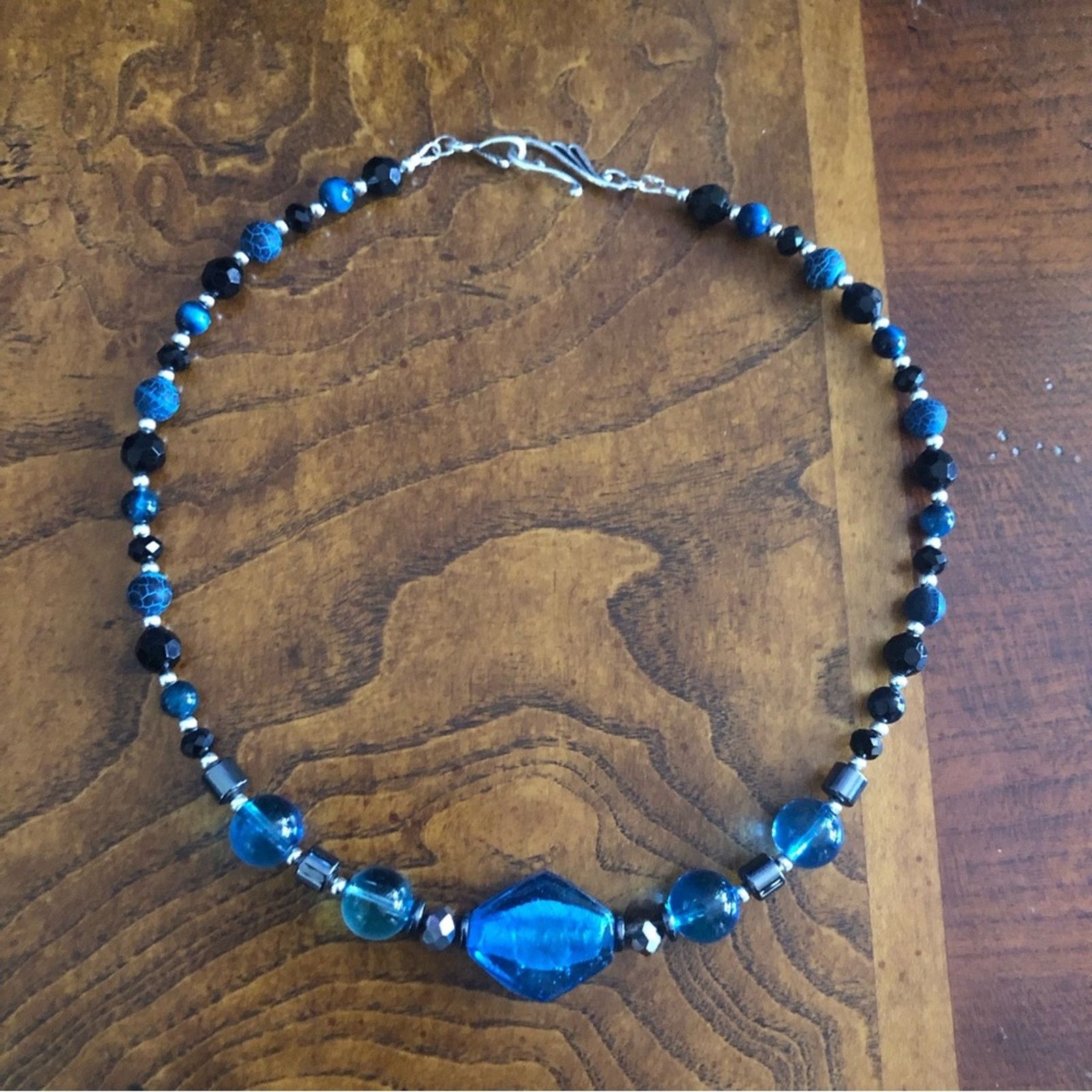 Handmade Handcrafted repurpose glass apatite agate hematite necklace Size ONE SIZE - 7 Thumbnail