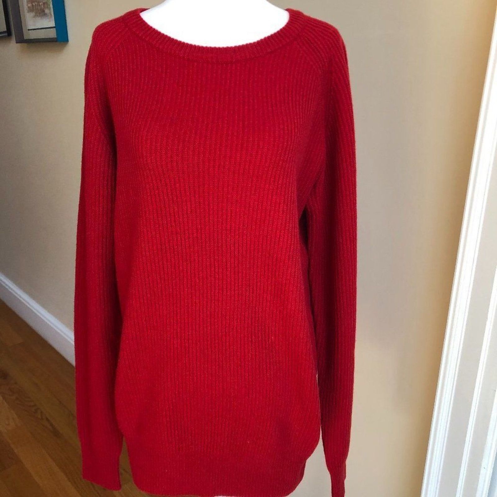 Suitsupply Wool-Cashmere Red Crew Neck Sweater from Suitsupply Size L / US 10 / IT 46 - 1 Thumbnail