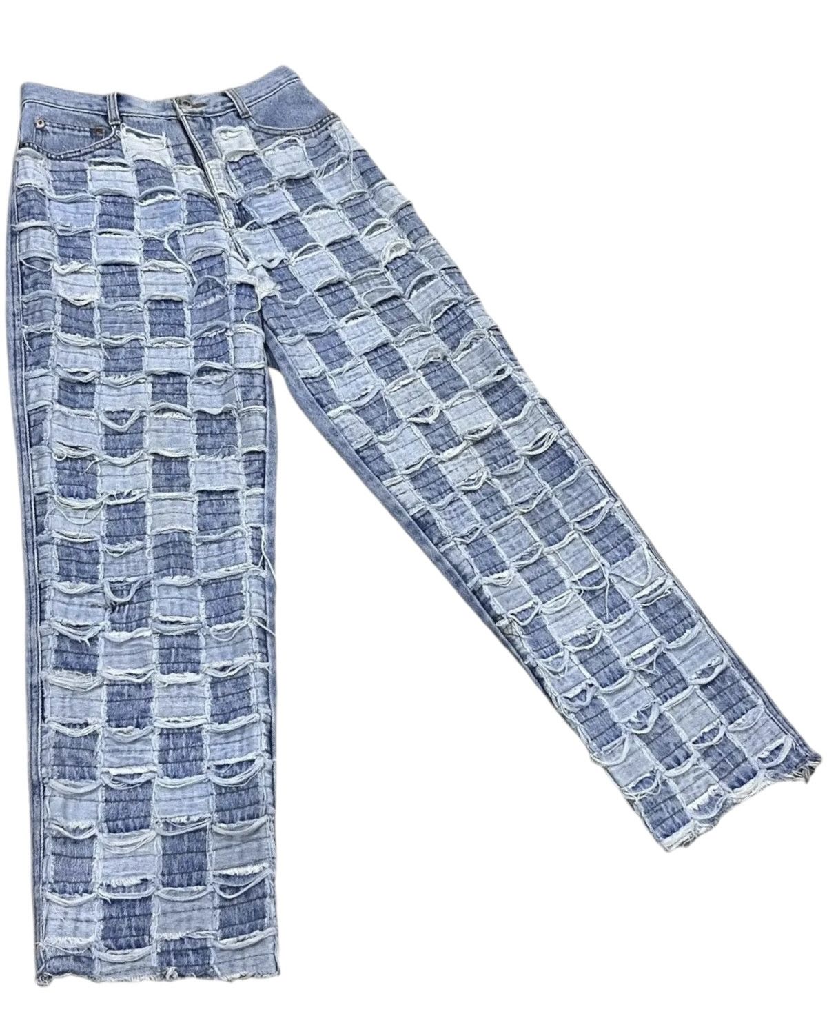 Designer × Vintage 🔥FYE! Size 25” High Waisted Checkered Patchwork Denim Size 25" / US 0 / IT 36 - 4 Thumbnail