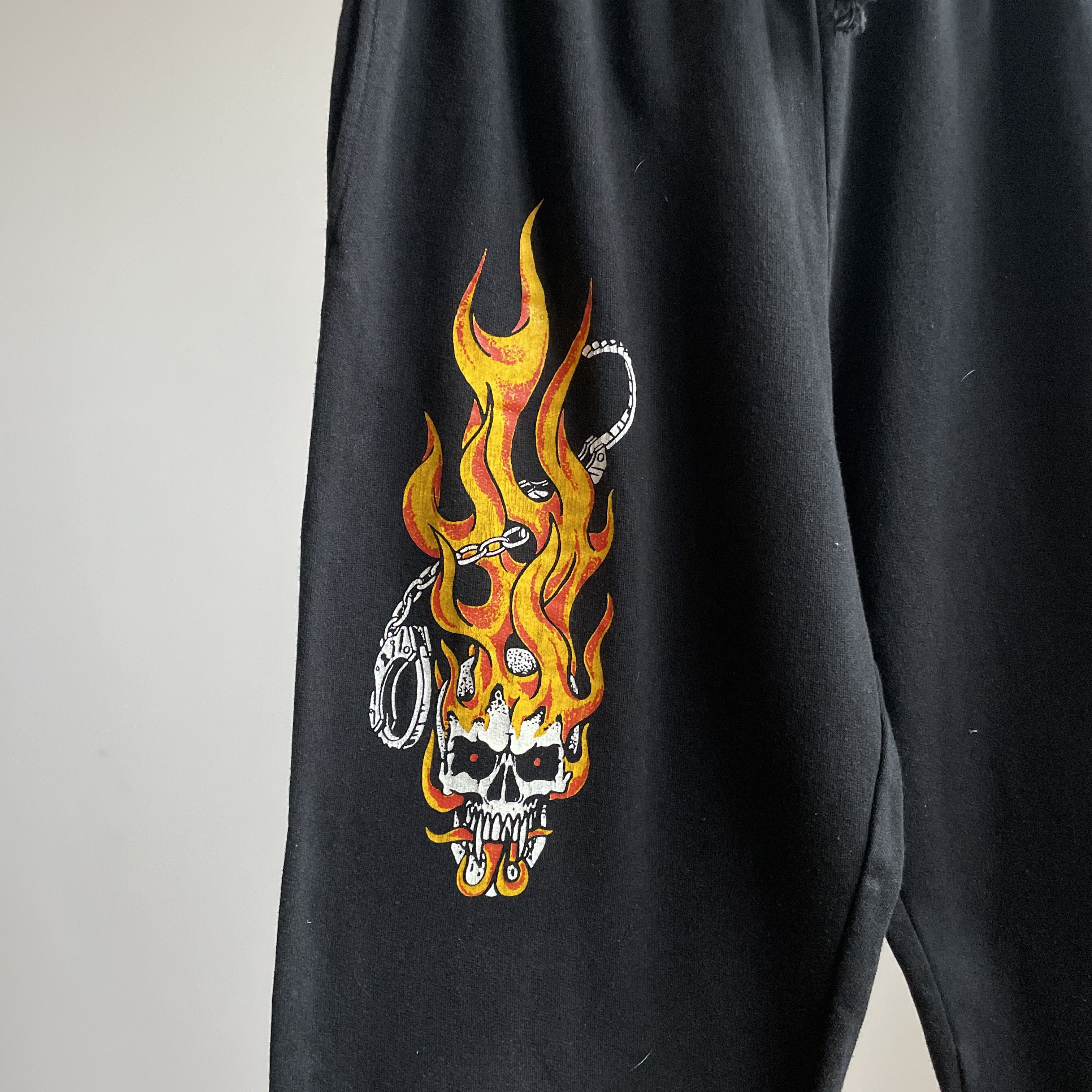 Vintage Vintage 90's Burning Skull Baggy Sweatpants Size XXL Size US 36 / EU 52 - 5 Thumbnail