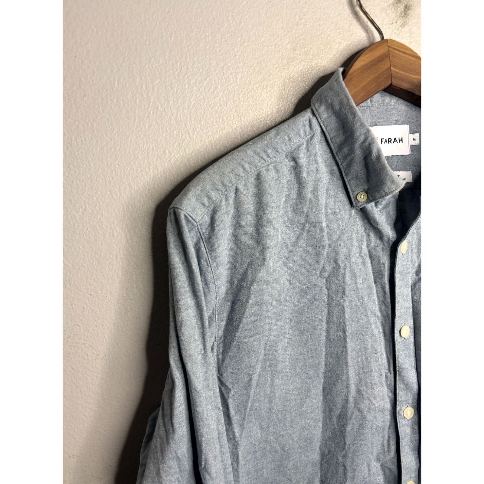 Farah Farah Shirt Mens Slim Fit Button-Down Long Sleeve Oxford Casual Blue M Size US M / EU 48-50 / 2 - 2 Thumbnail