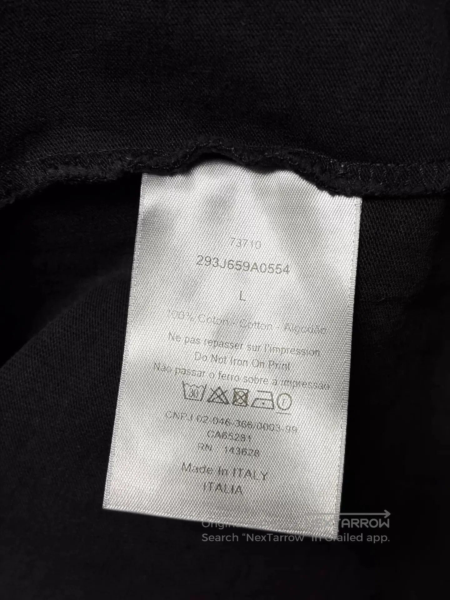 Dior Black Short Sleeve Graphic Tee with Striped Sleeves. Size US L / EU 52-54 / 3 - 4 Thumbnail