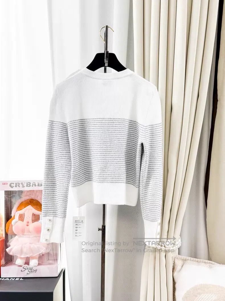 Chanel Chanel Silver silk striped long sleeves Size XS / US 0-2 / IT 36-38 - 3 Thumbnail