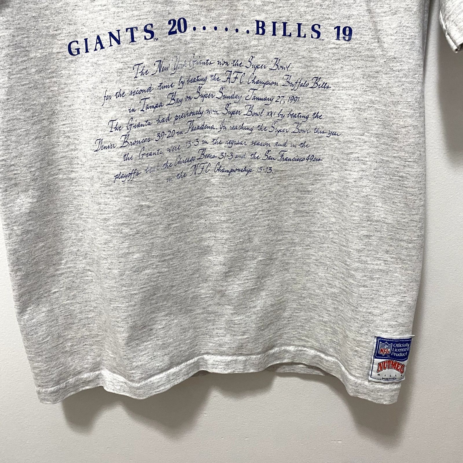 Nutmeg Vintage NY Giants 1990 Super Bowl Champions Nutmeg T Shirt Size US L / EU 52-54 / 3 - 7 Thumbnail
