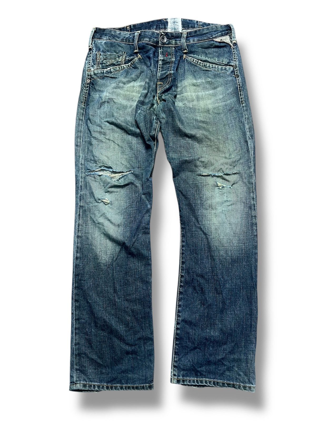 Replay VINTAGE Replay Blue Jeans Distressed Denim Straight Leg (45) Size US 34 / EU 50 - 1 Thumbnail