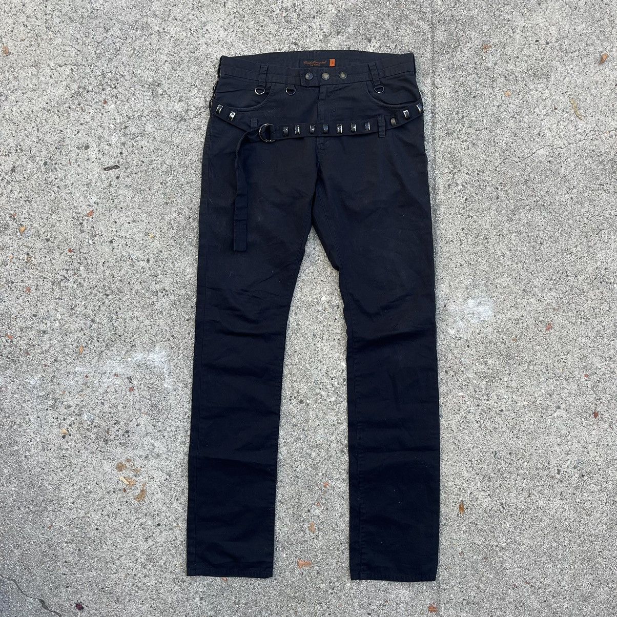 Undercover 06SS T Rockstar Skinny Black Pants Stud Belt Rare
